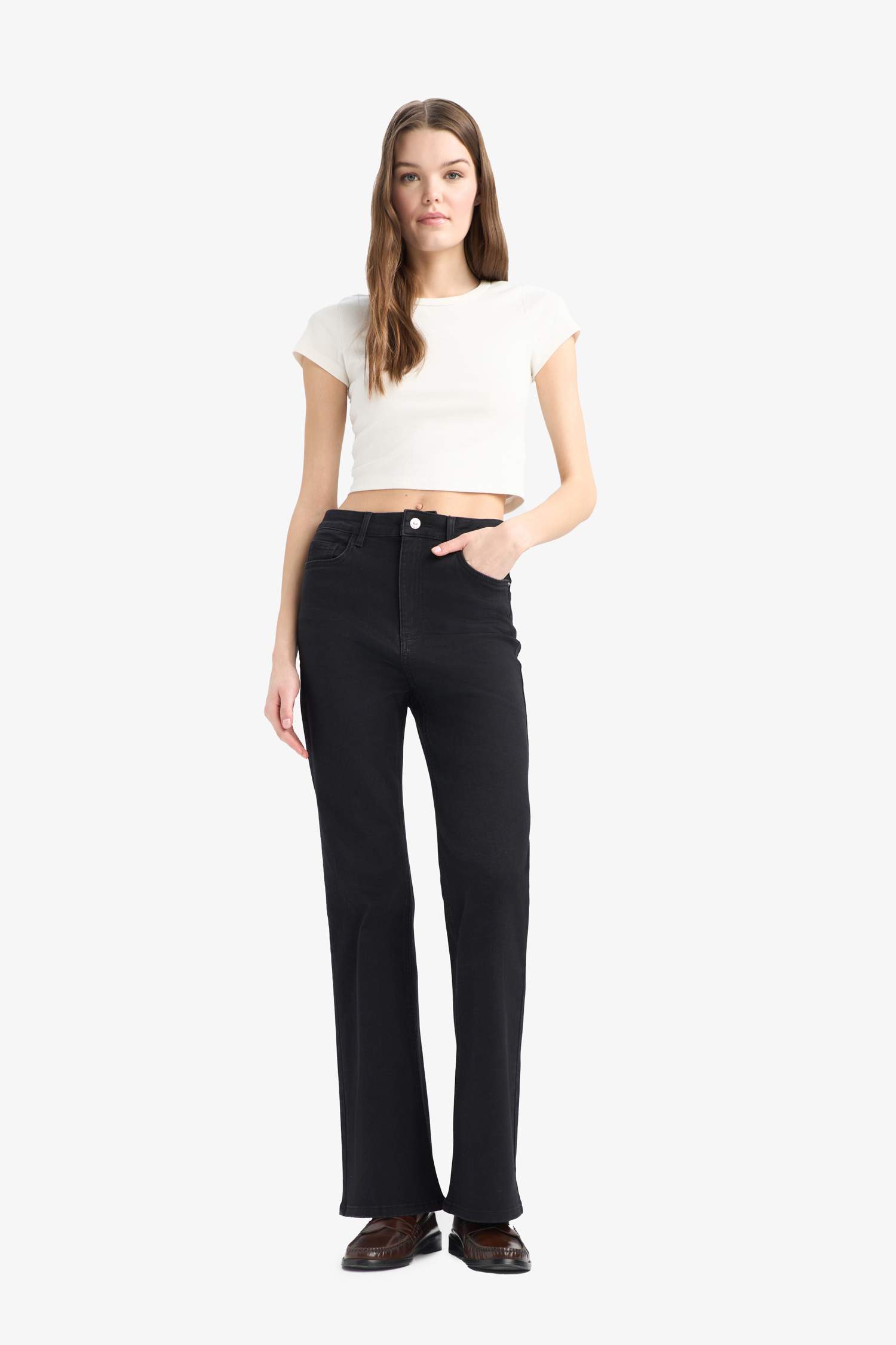 Mia Normal Waist Bell-bottom Long Jeans