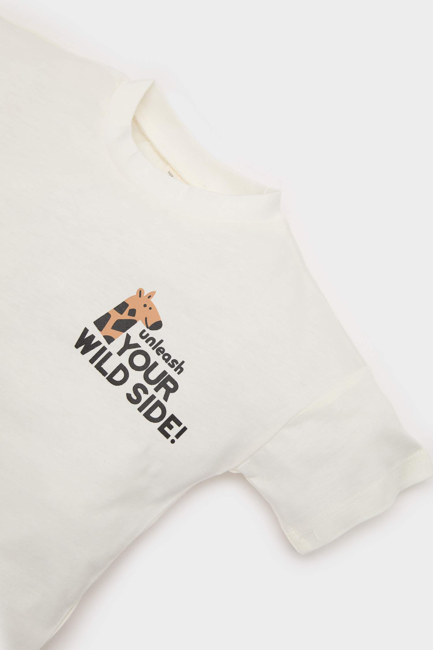 طقم بطباعة الحيوان بياقة مستديرة من قطعتين