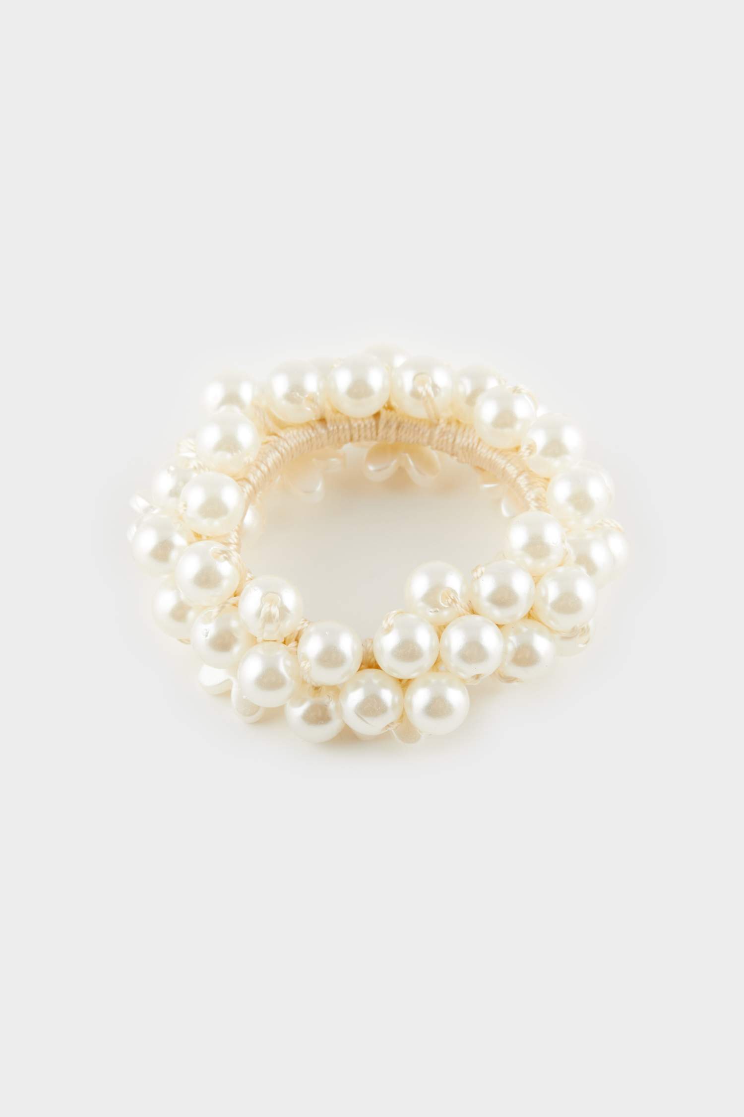 Kadın Çiçek Desenli İncili Lastik Toka