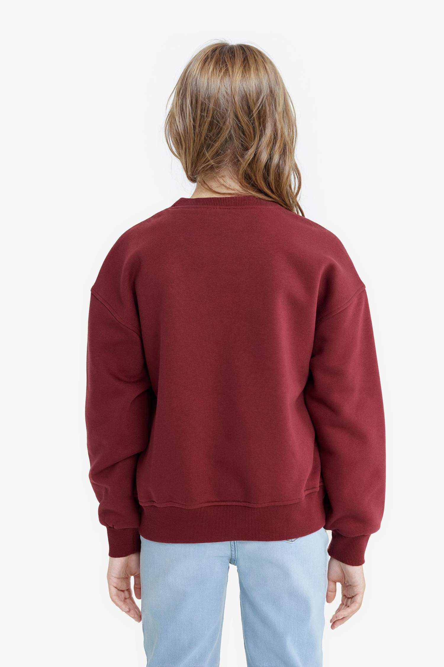 Girl Relax Fit Crew Neck Printed Soft Lining Sweatshirt