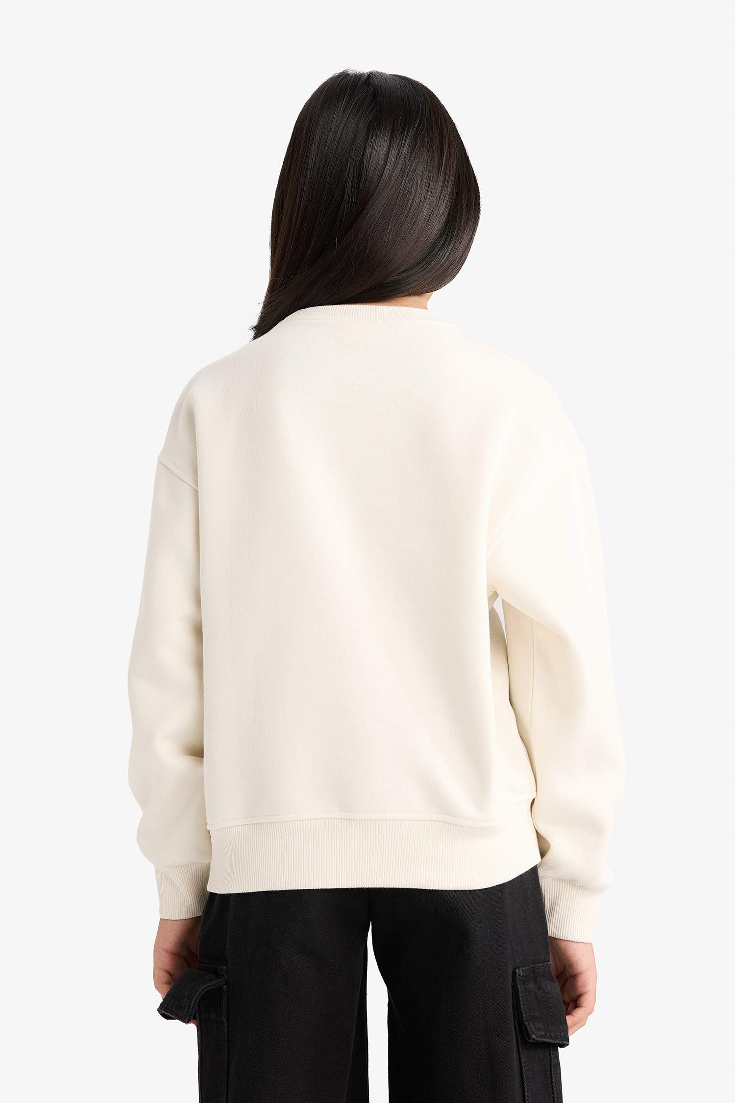 Girl Relax Fit Crew Neck Printed Soft Lining Sweatshirt