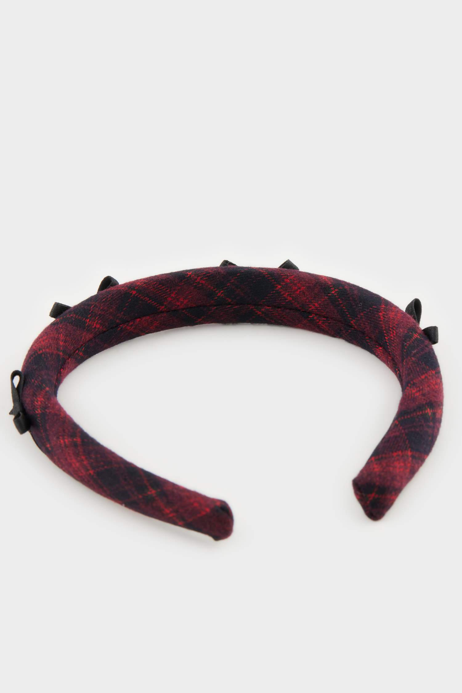Woman Plaid Patterned Ribbon Detailed Crown