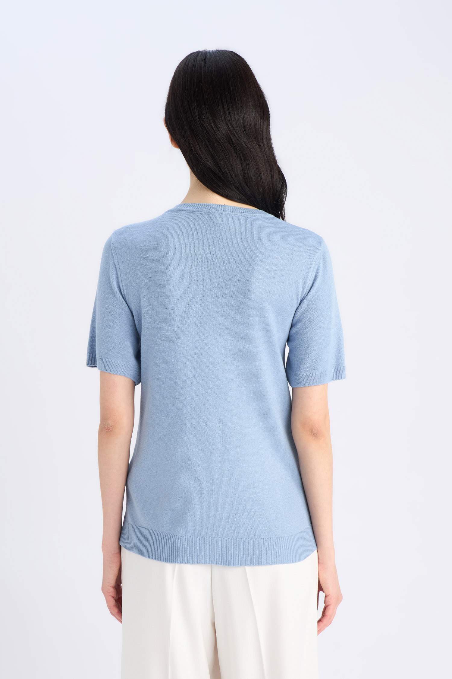 Regular Fit Basic Short Sleeve Knitwear Pullover