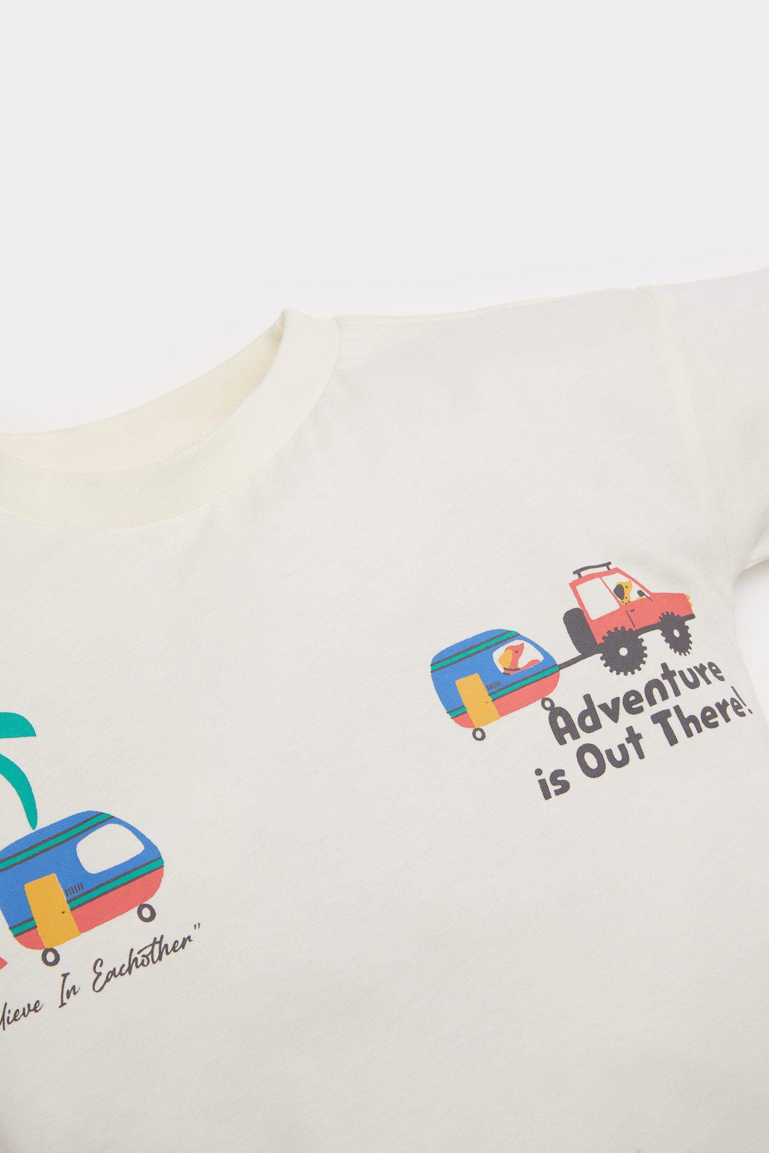 Erkek Bebek 2'li Takım Palmiye Baskılı Kısa Kollu Tişört Beli Lastikli Şort Alt