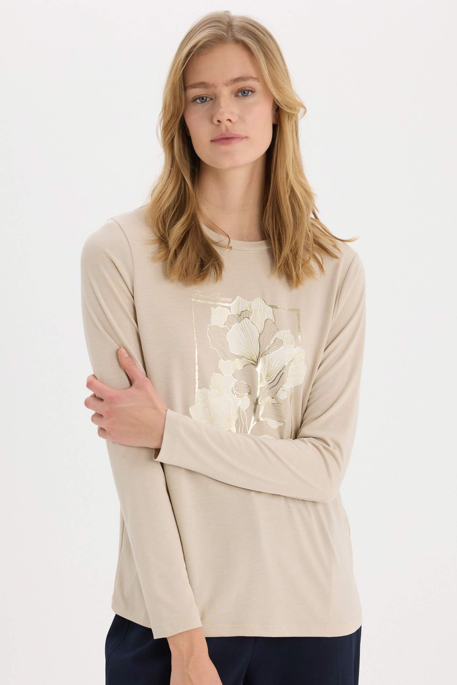 Regular Fit Crew Neck Printed Long Sleeve T-Shirt