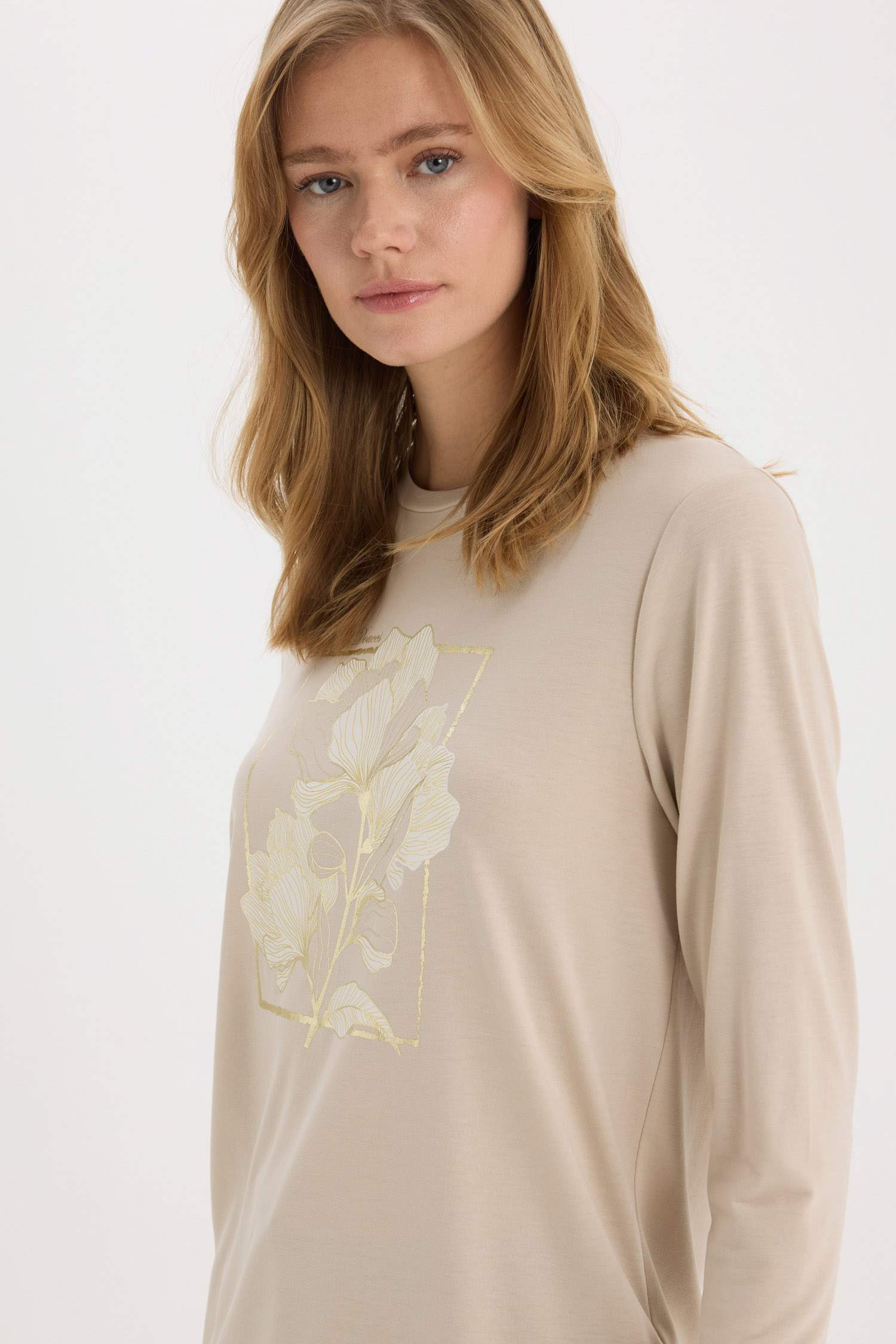 Regular Fit Crew Neck Printed Long Sleeve T-Shirt