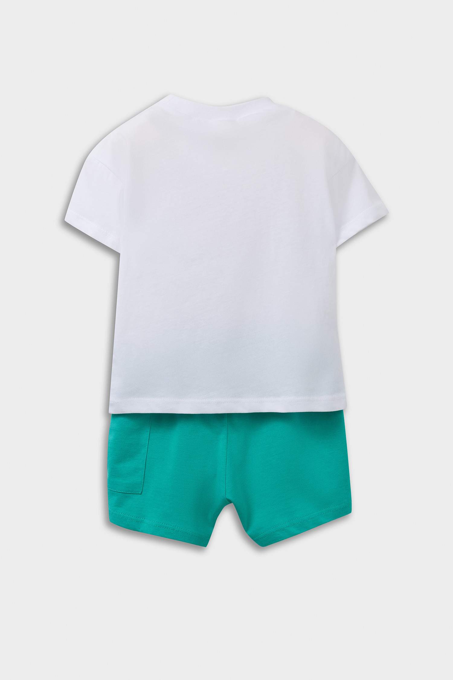 Erkek Bebek 2'li Takım Baskılı Kısa Kollu Tişört Beli Lastikli Şort