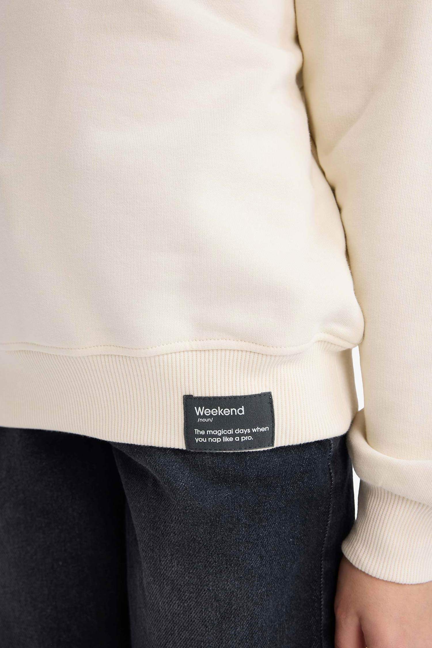 Kız Çocuk Relax Fit Bisiklet Yaka Baskılı Sweatshirt