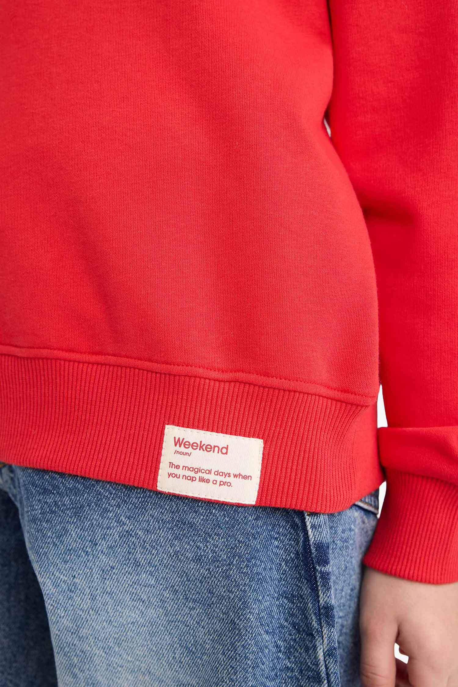 Kız Çocuk Relax Fit Bisiklet Yaka Baskılı Sweatshirt