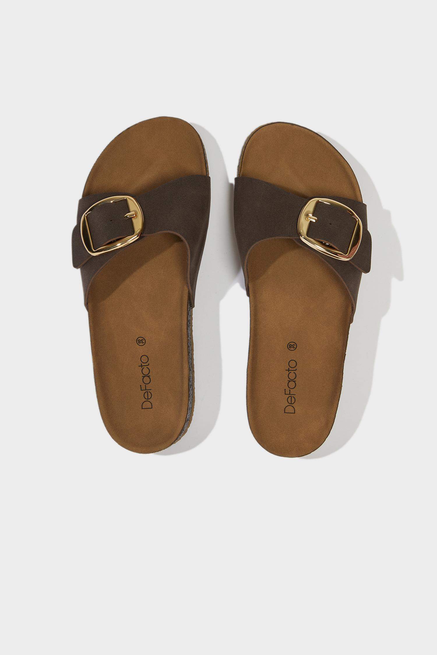 Kadın Düz Taban Tek Bantlı Suni Deri Terlik