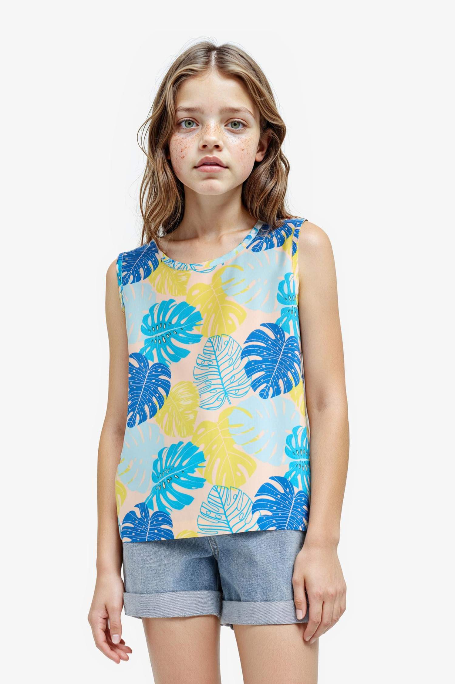 Қыздарға жеңсіз вискоза Қысқа жеңді Блуза