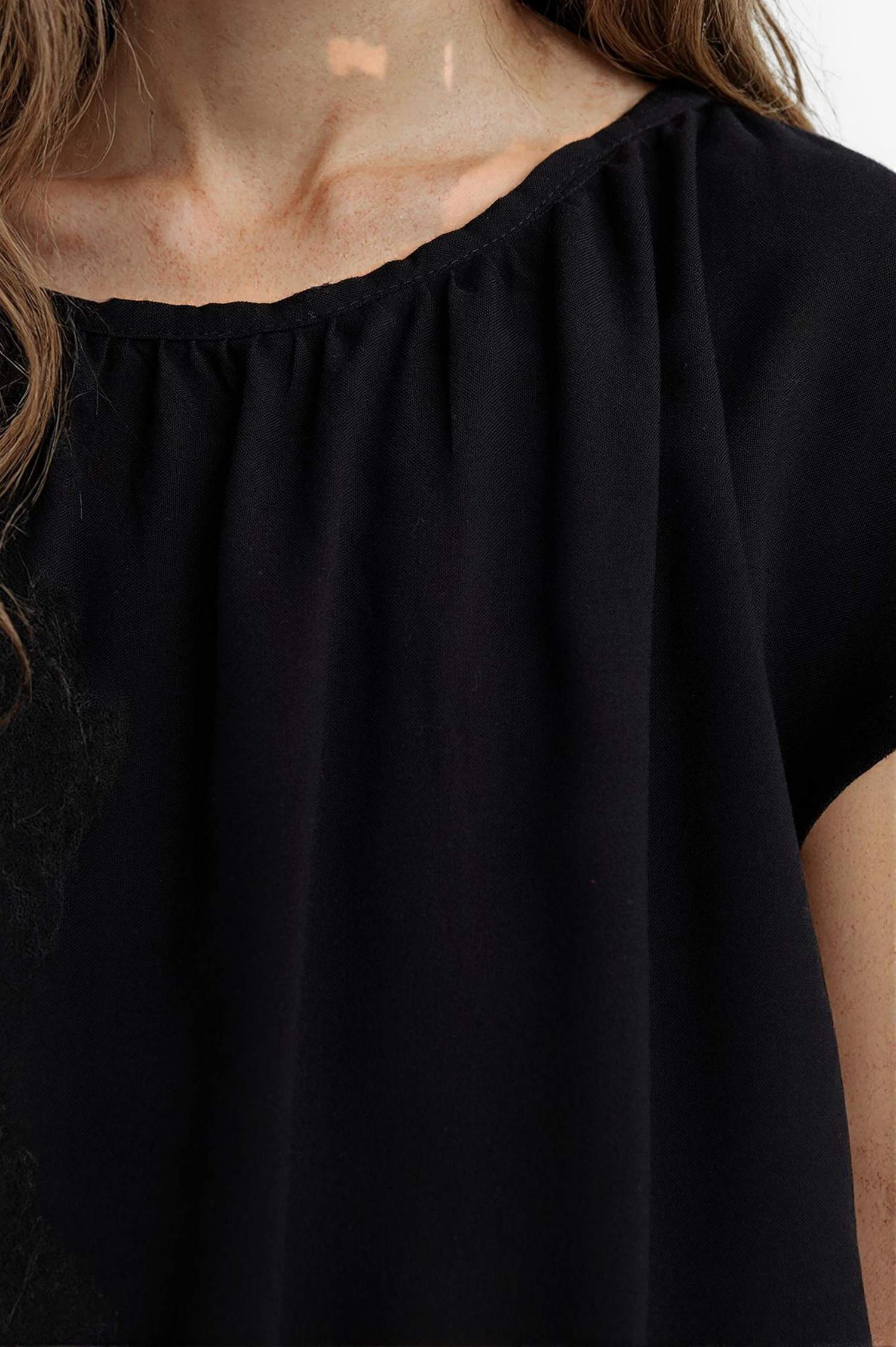 Қыздарға қысқа жеңді вискоза Қысқа жеңді Блуза