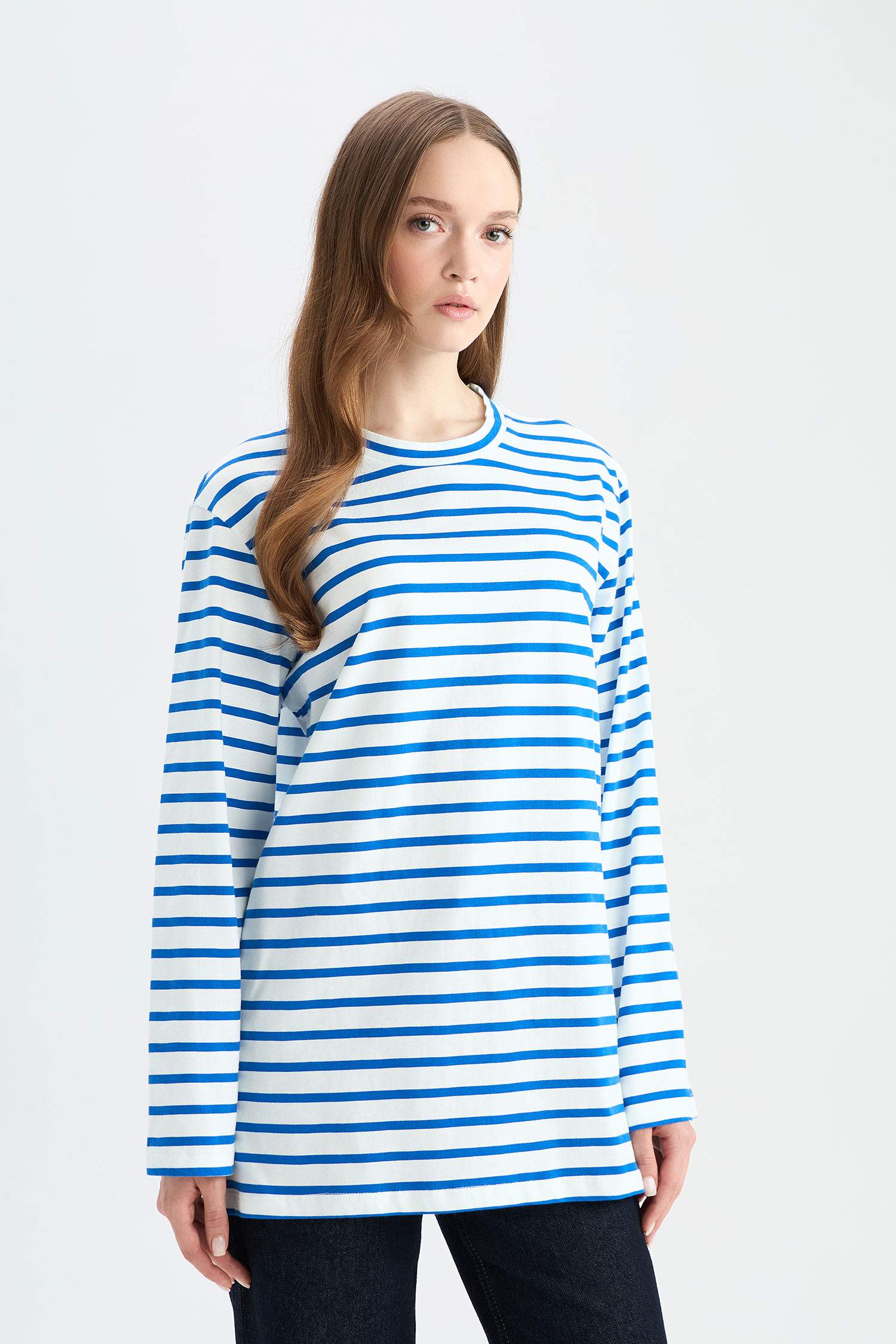 Regular Fit Crew Neck Striped T-Shirt Tunic