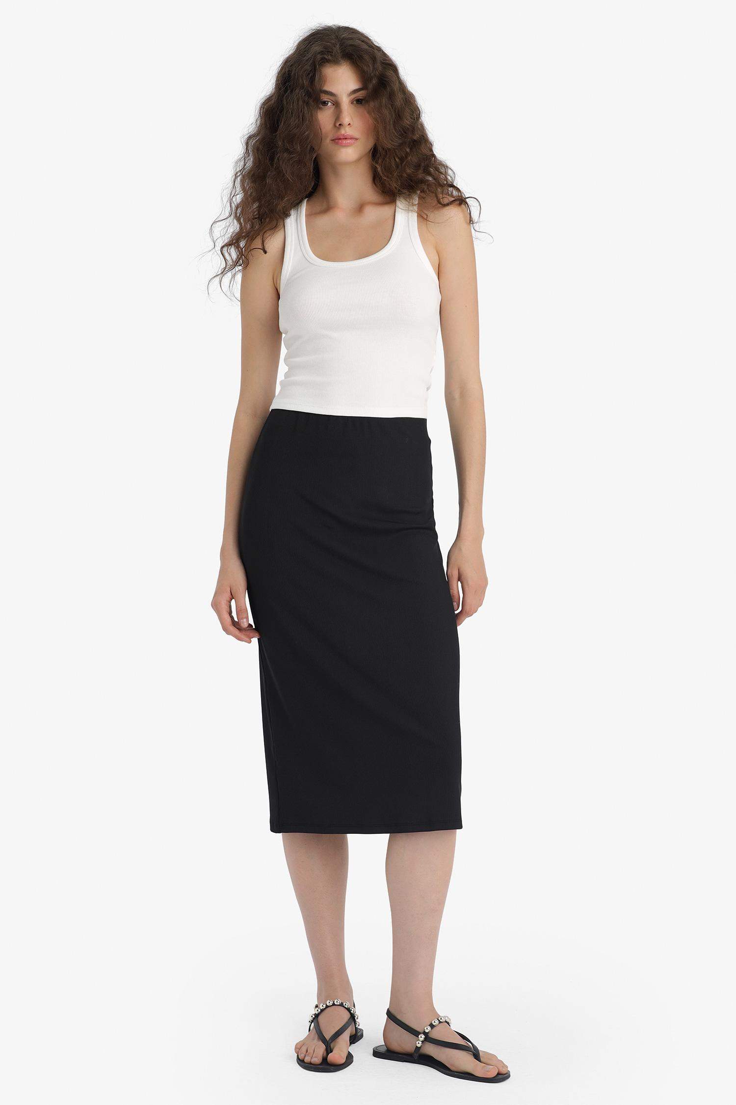 Pencil Skirt Camisole Normal Waist Midi Knitted Skirt