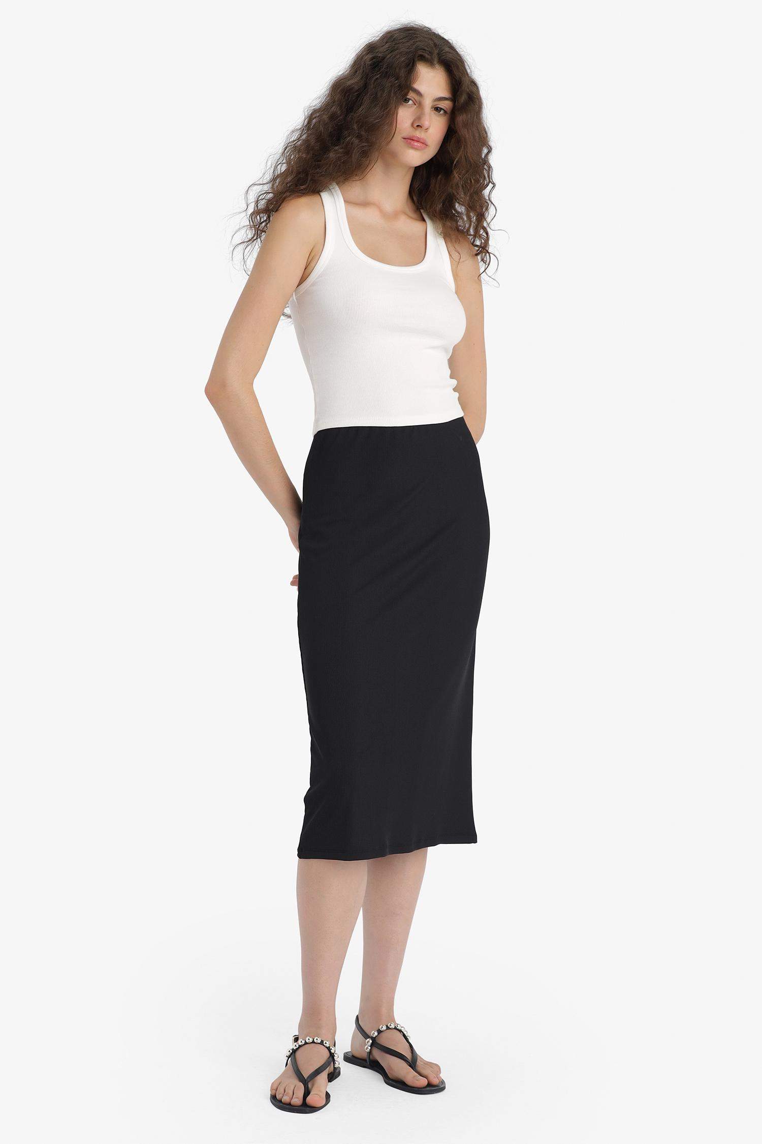 Pencil Skirt Camisole Normal Waist Midi Knitted Skirt