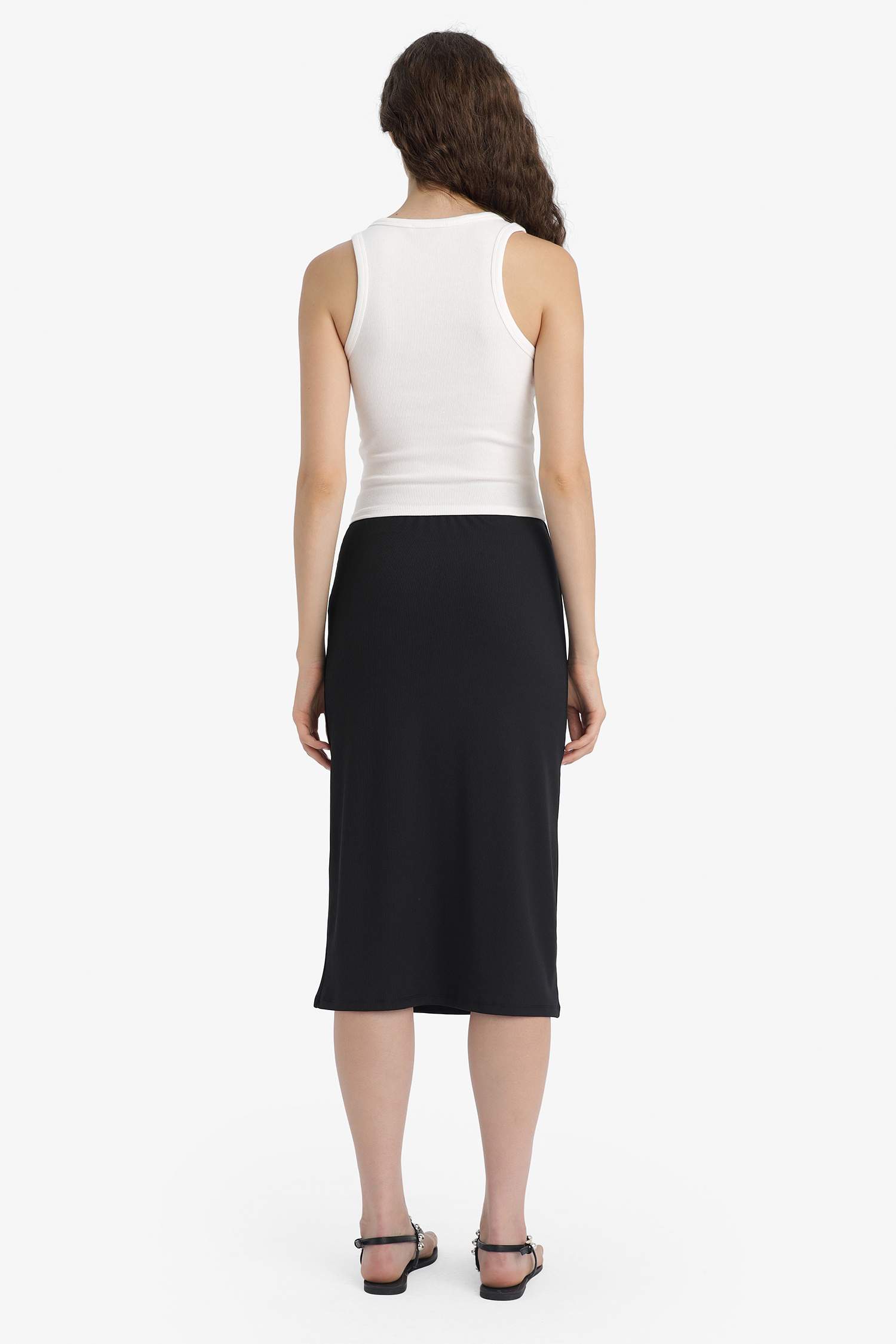 Pencil Skirt Camisole Normal Waist Midi Knitted Skirt