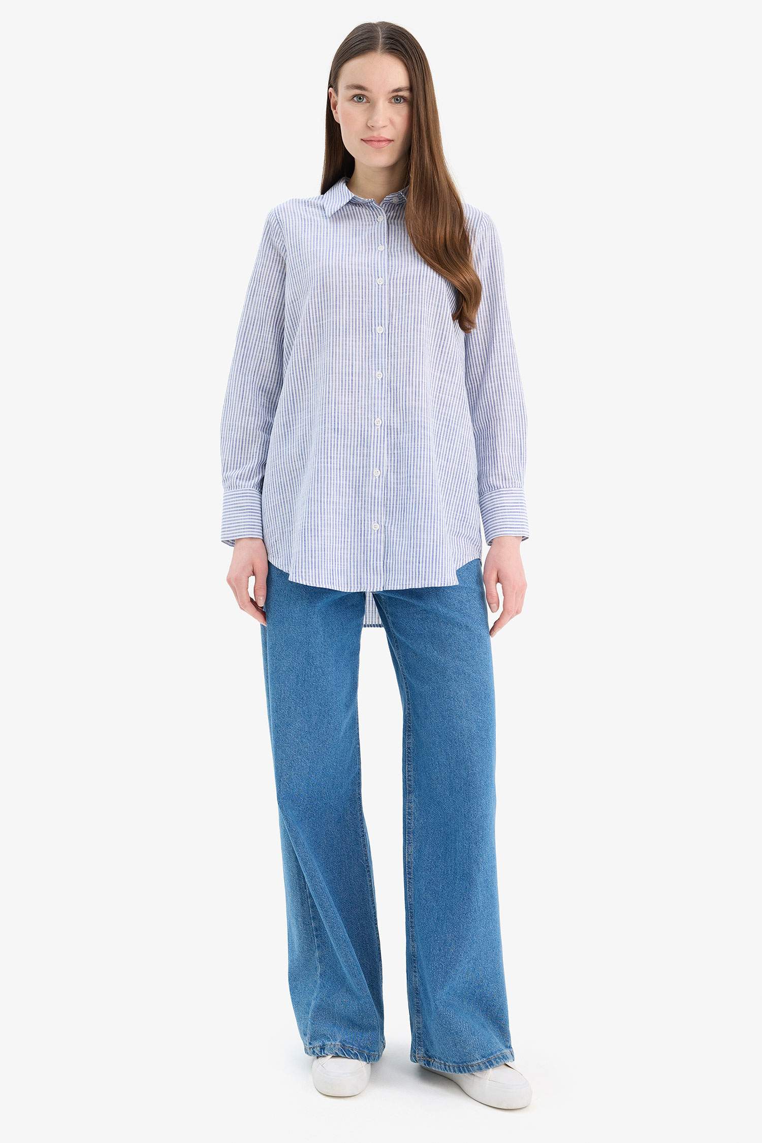 Regular Fit Shirt Collar Long Sleeve Tunic