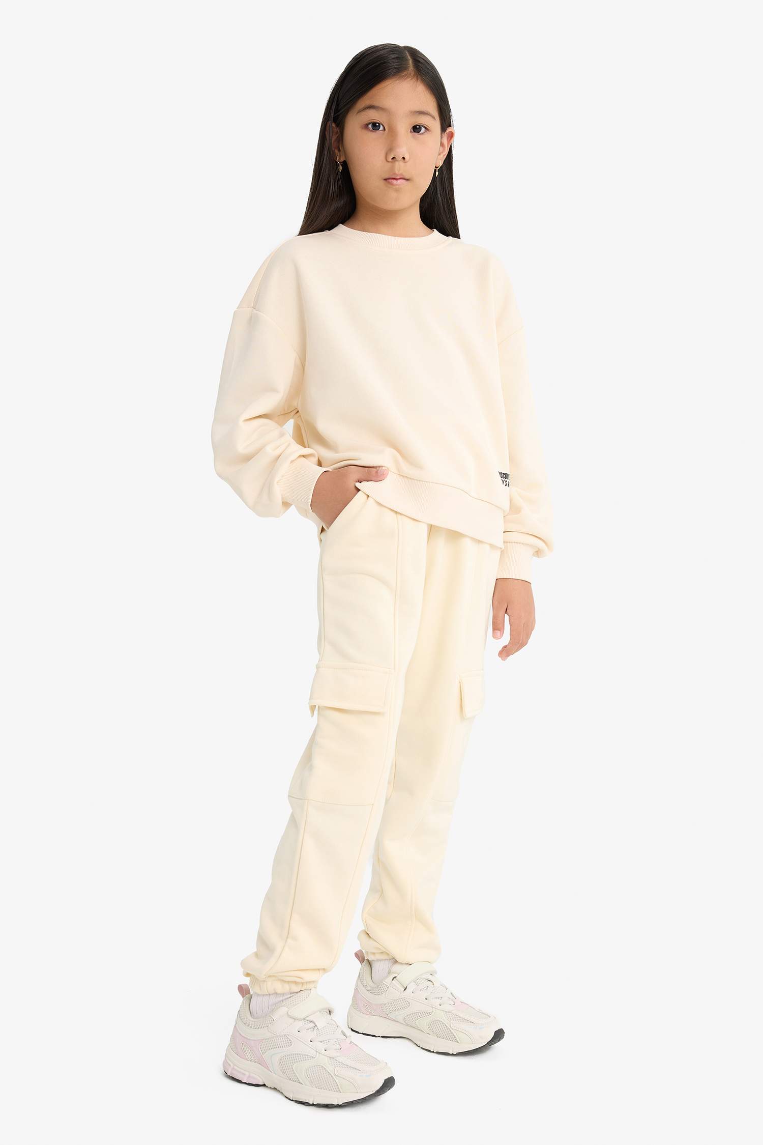 Kız Çocuk Beli Lastikli Kargo Jogger Eşofman Altı