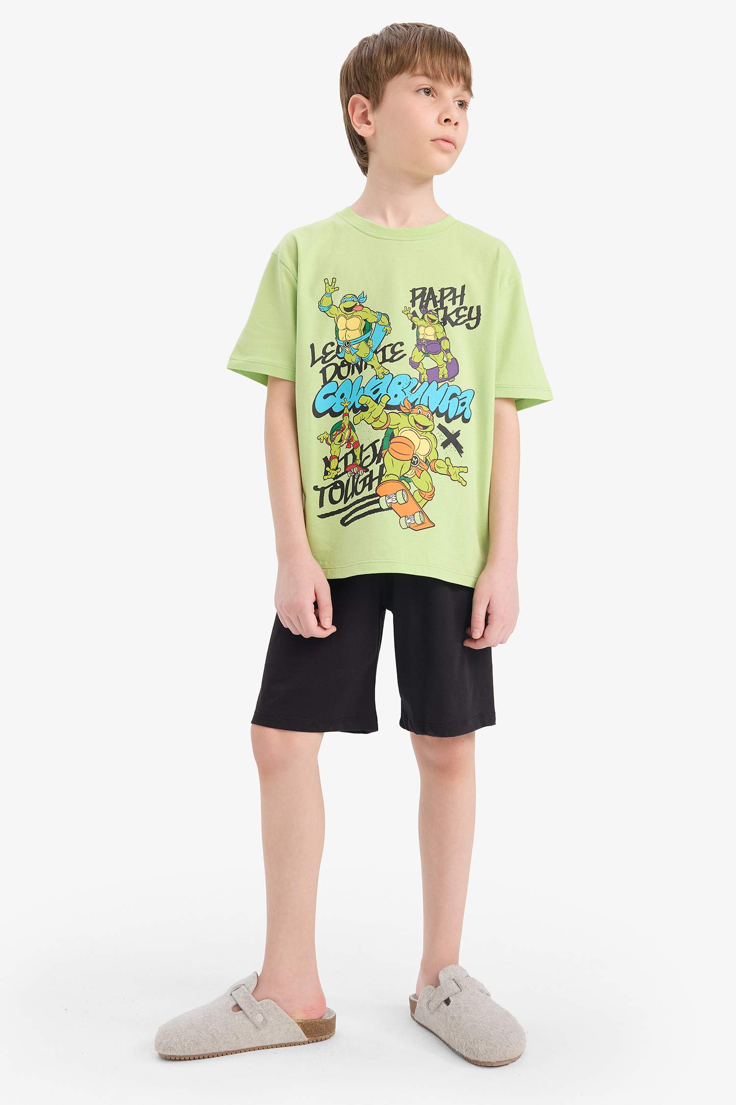 Erkek Çocuk Ninja Turtles-Retro Pijama Takımı Kısa Kollu Üst Şort