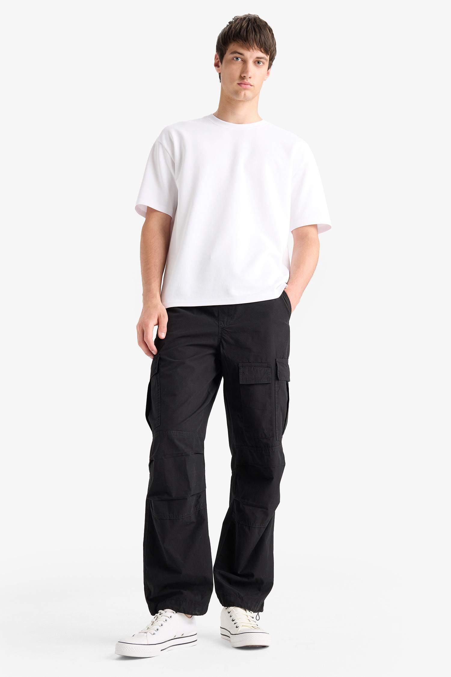 %100 Pamuk Bol Rahat Kesim Wide Leg Kargo Cepli Geniş Paça Yazlık Pantolon