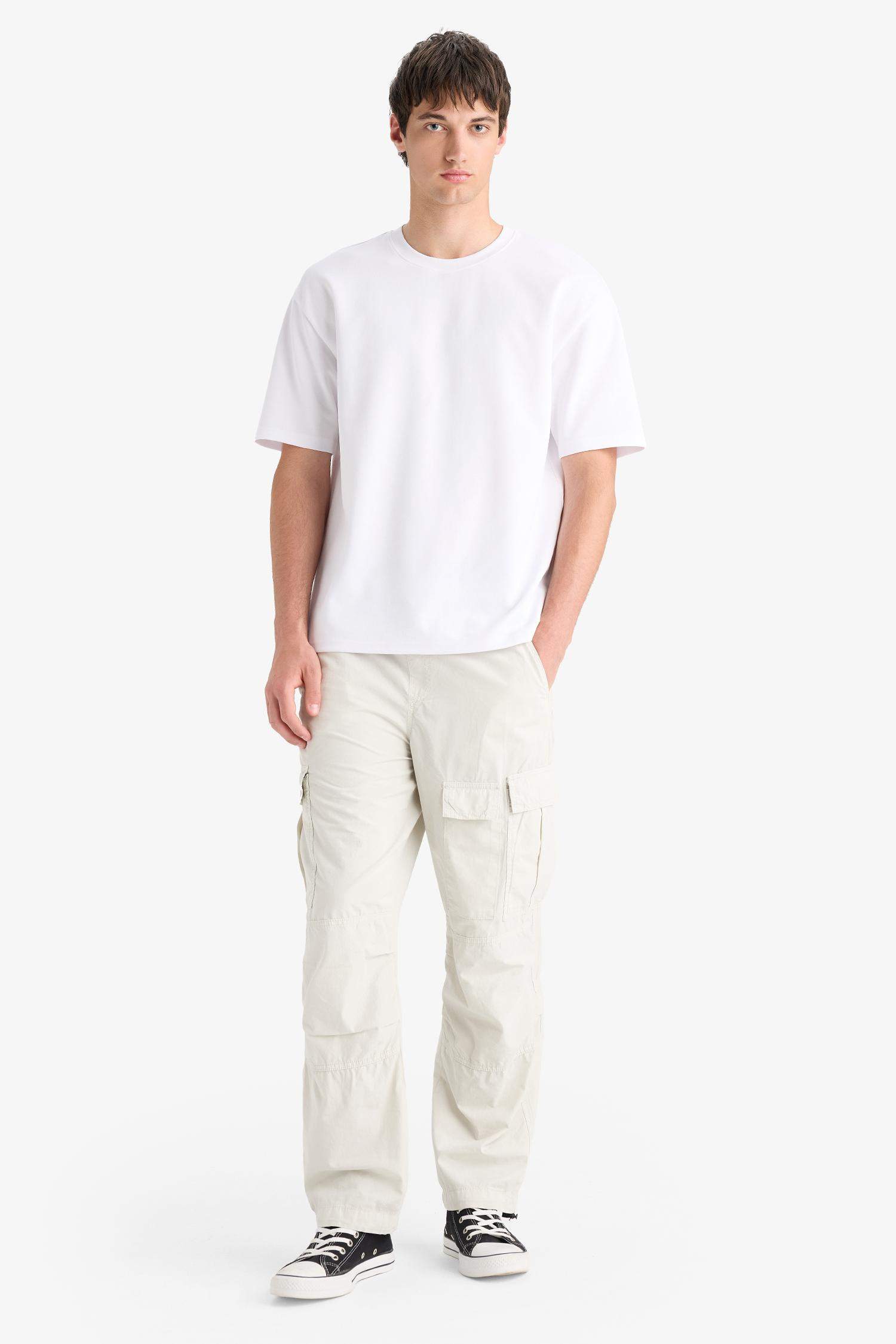 Loose Relaxed Fit Wide Leg Cotton Cargo Pants