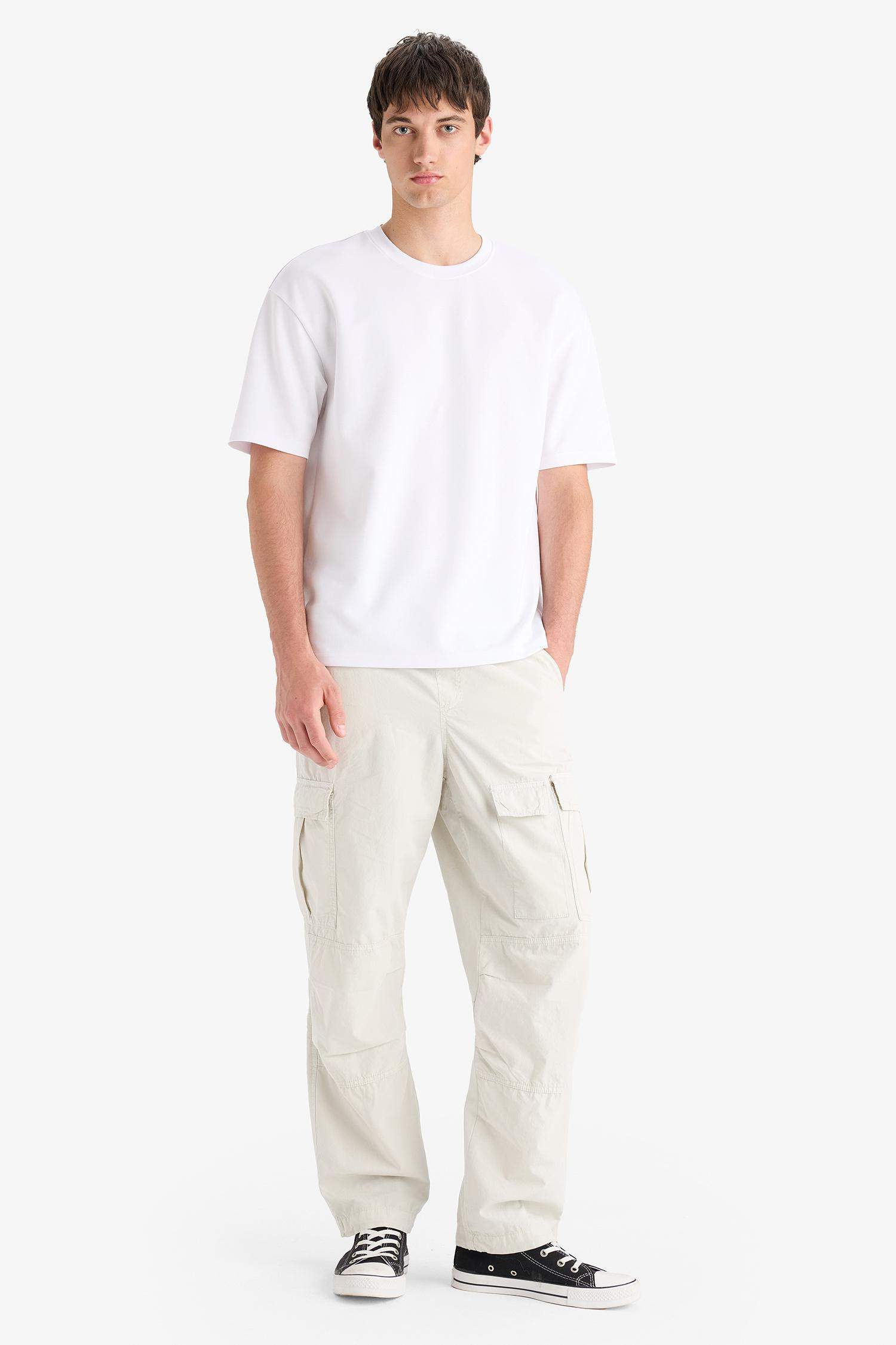 Loose Relaxed Fit Wide Leg Cotton Cargo Pants