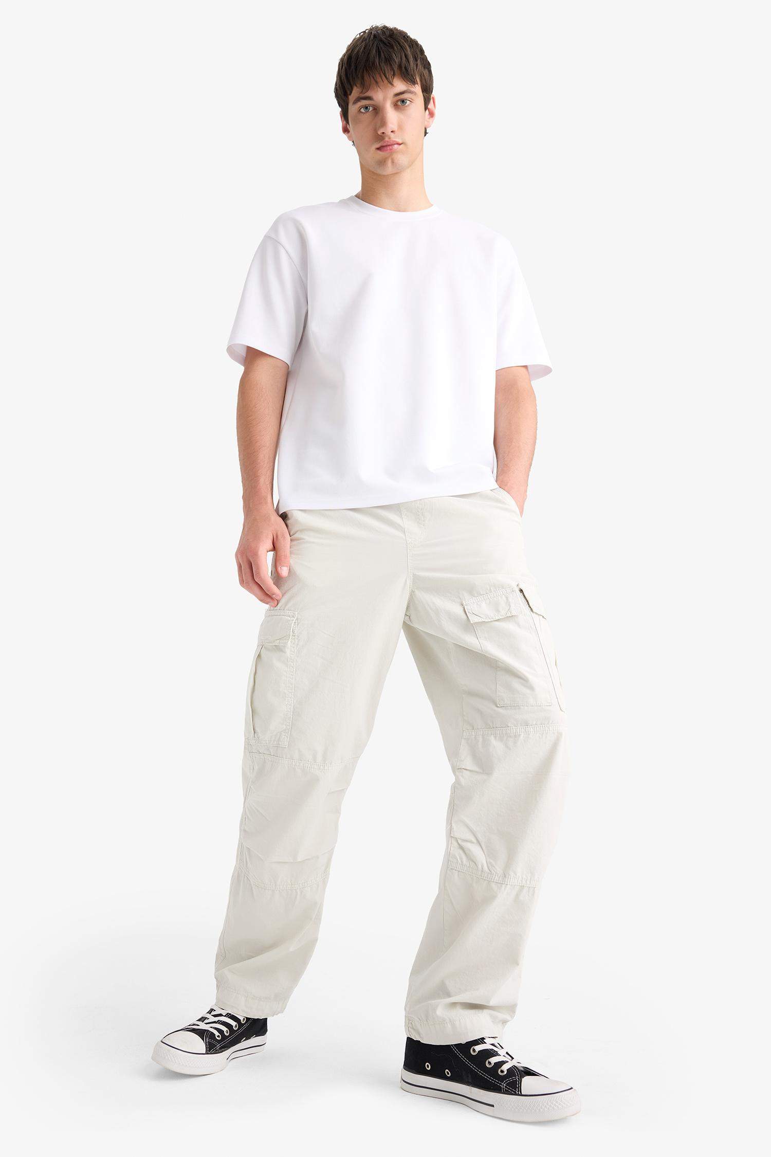 Loose Relaxed Fit Wide Leg Cotton Cargo Pants