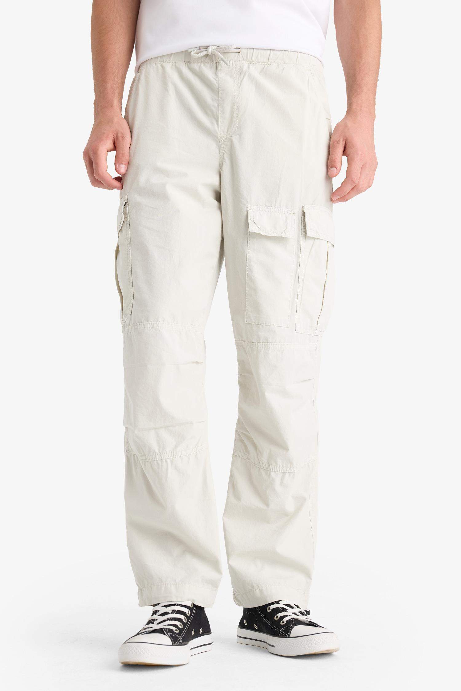 Loose Relaxed Fit Wide Leg Cotton Cargo Pants