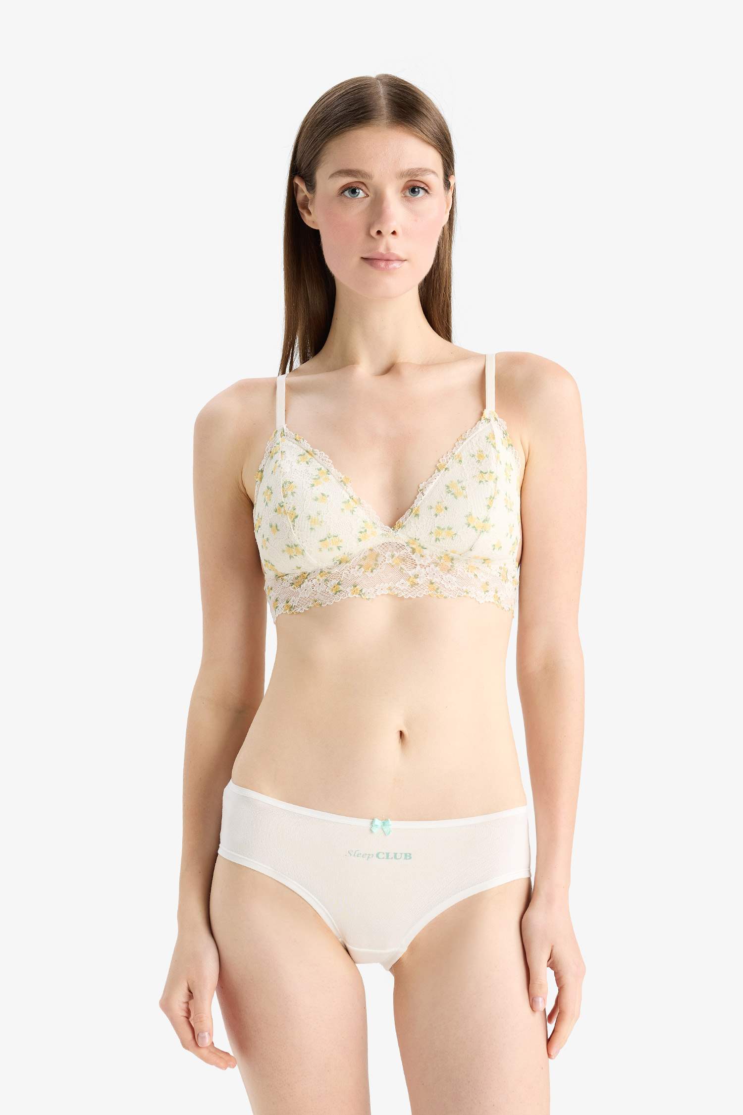 Baskılı Pedli Dantel Bralet-Fall in Love