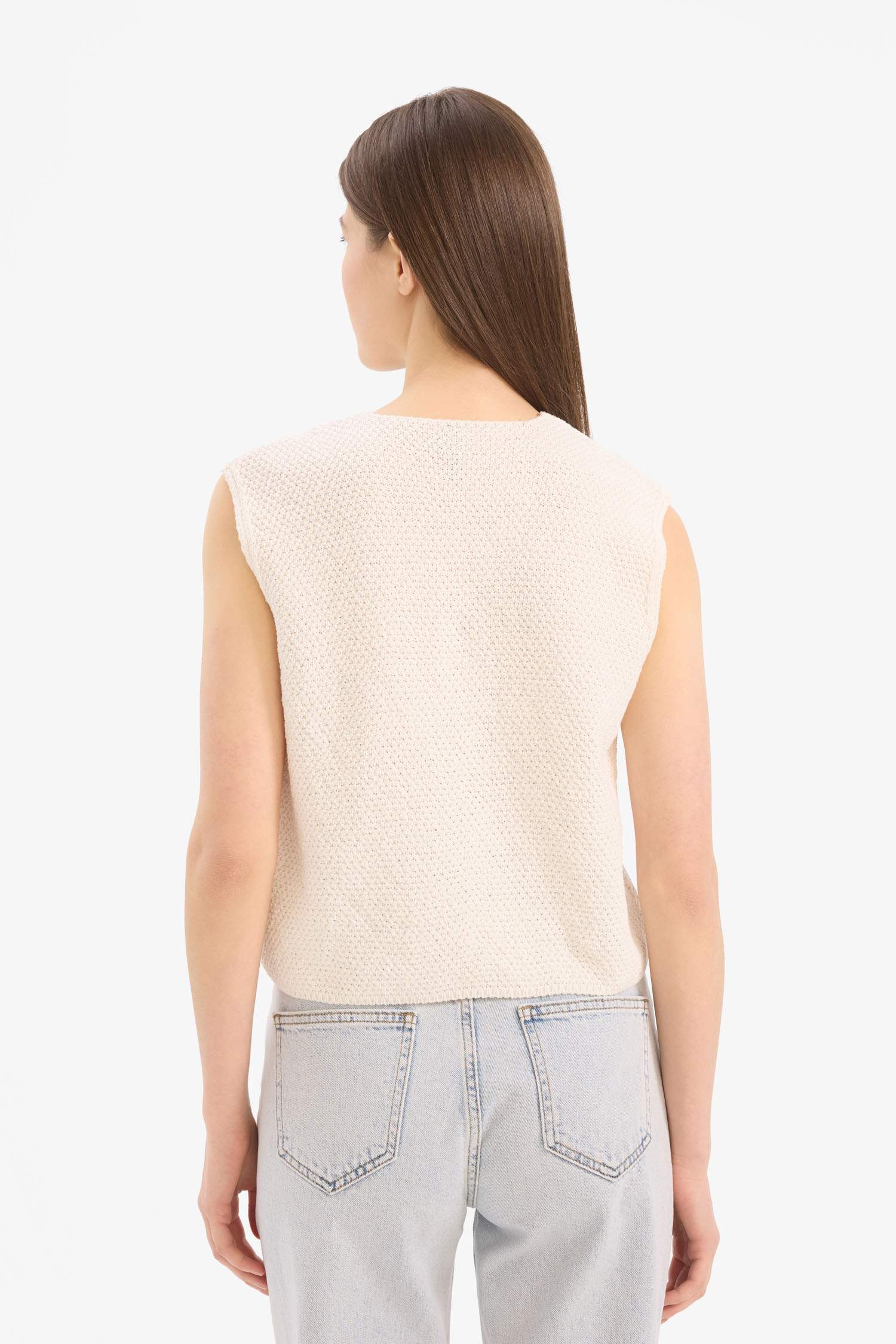 Regular Fit Bisiklet Yaka Önden Bağlamalı Triko Yelek