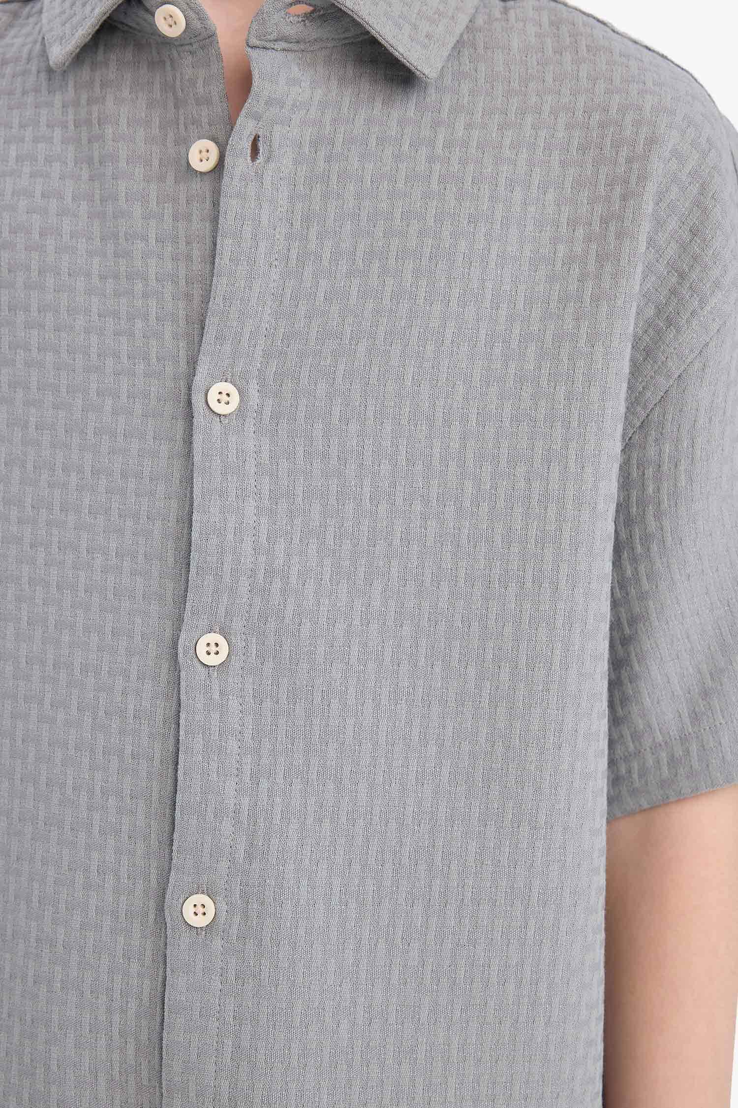 Erkek Çocuk Polo Yaka Dokulu Kısa Kollu Gömlek