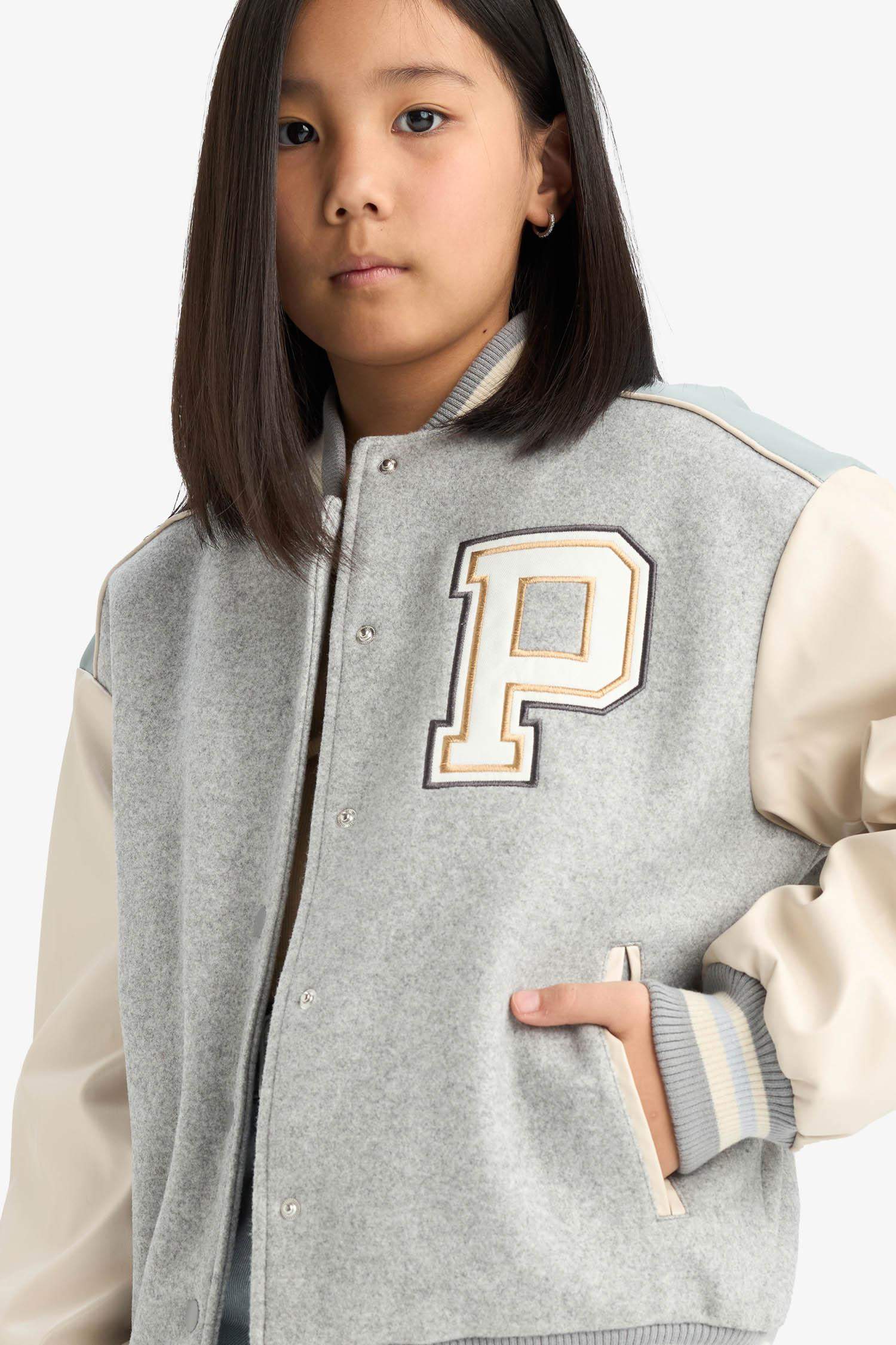 Kız Çocuk Kolej Yaka Sırt Baskılı Bomber Mont 