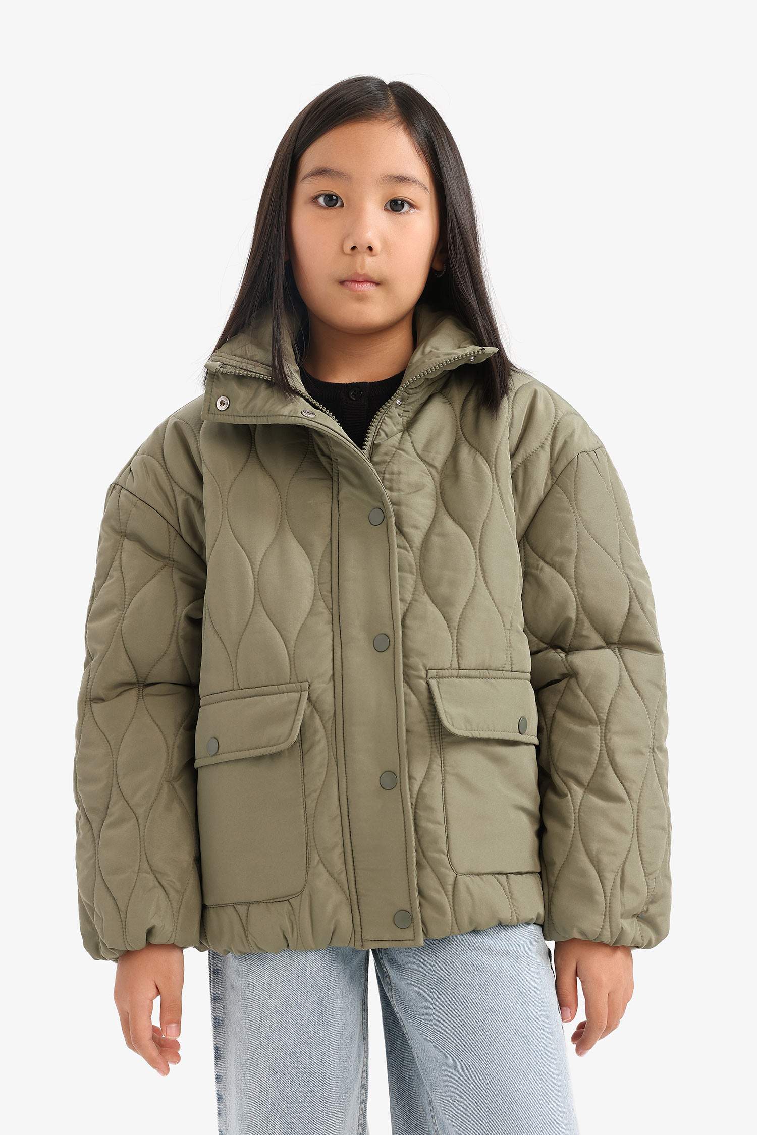 Girl Quilted Zippered Waterproof Puffer Jacket