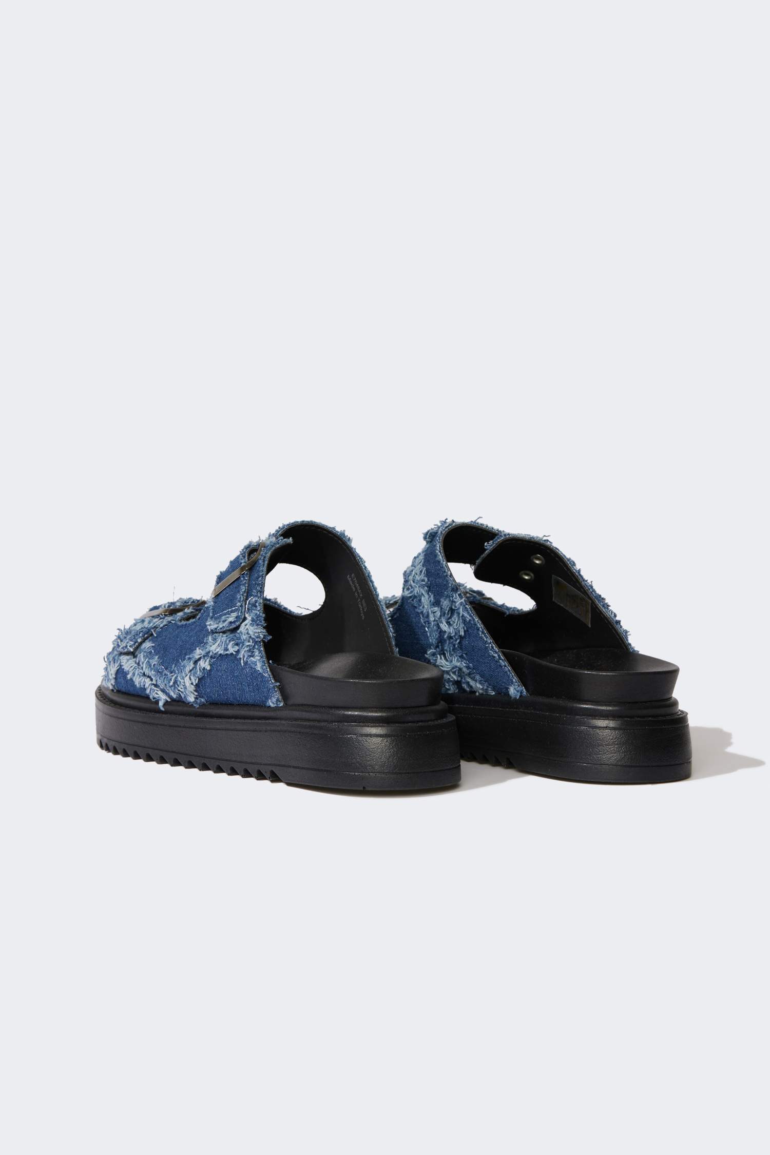 Kadın Düz Taban Çift Bantlı Jean Terlik