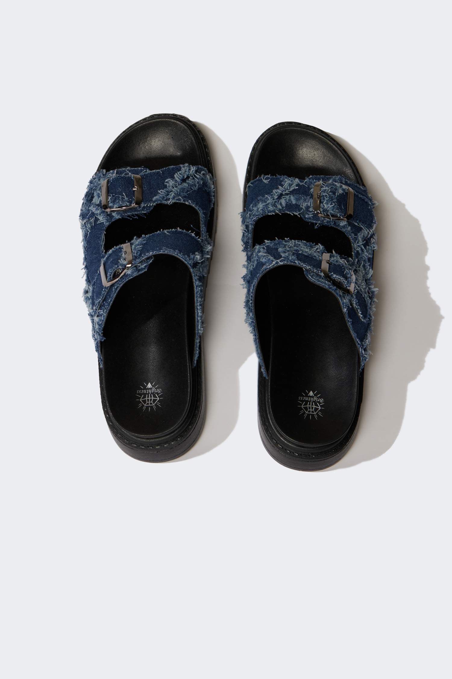 Kadın Düz Taban Çift Bantlı Jean Terlik