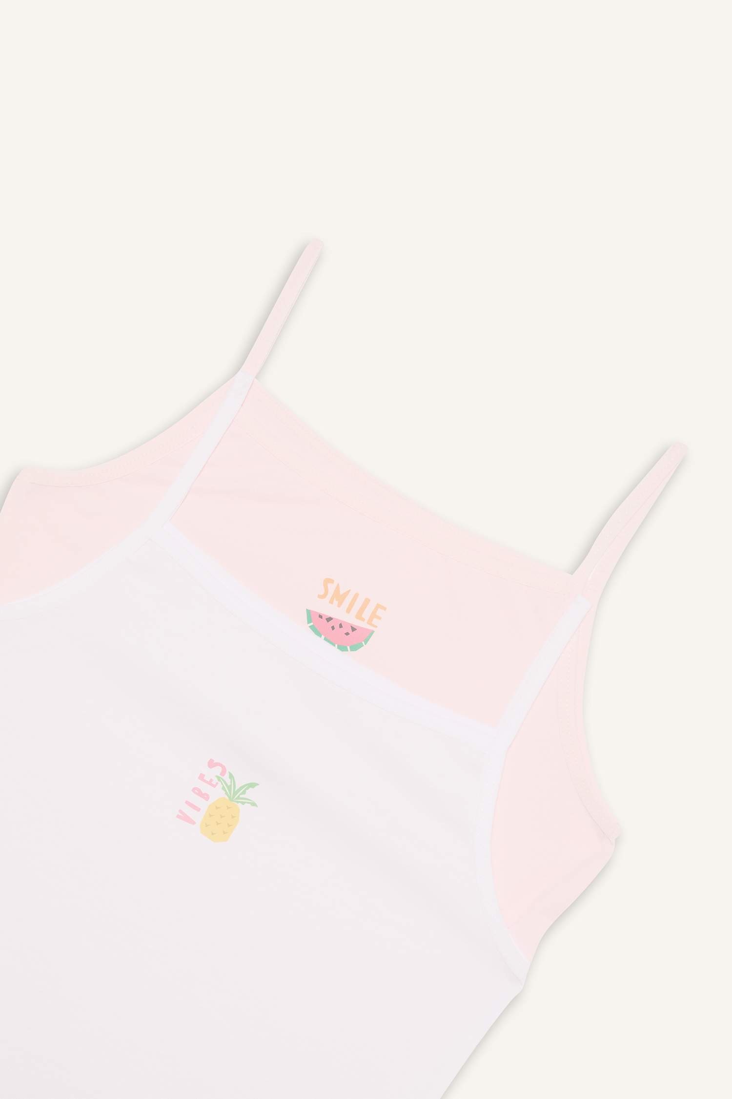 Kız Çocuk Meyve Desenli 2'li Atlet