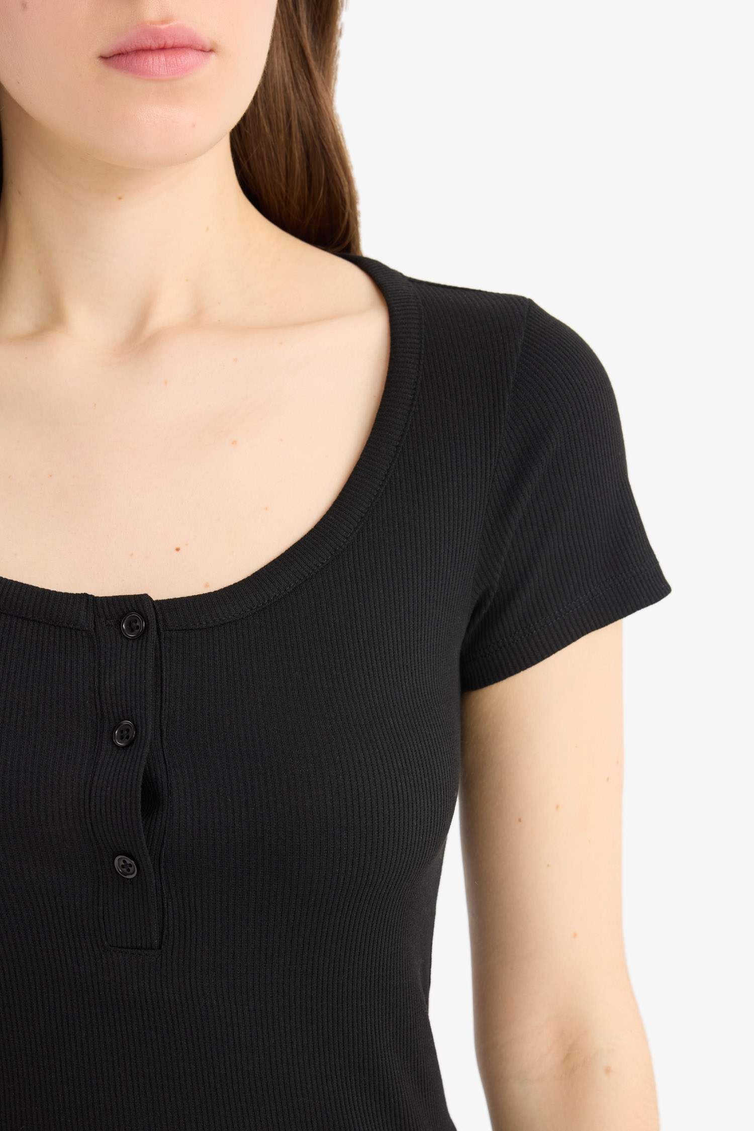 Slim Fit Round Neck Ribbed Camisole T-Shirt