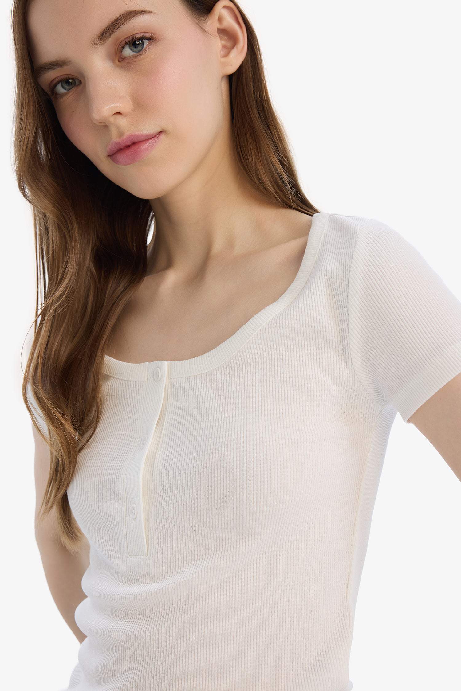 Slim Fit Round Neck Ribbed Camisole T-Shirt