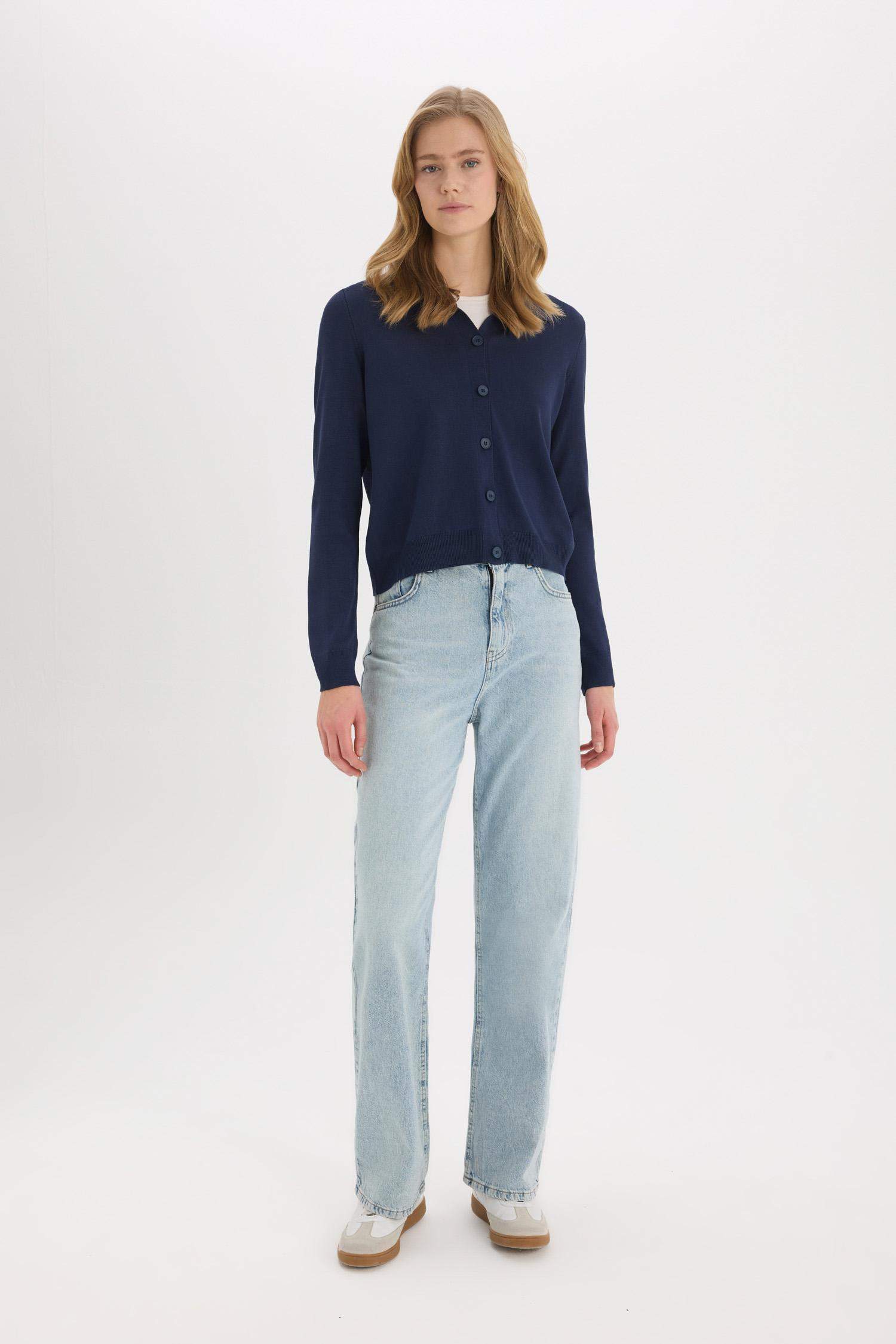 Регулярная посадка, однотонная трикотажная кофта с воротом-поло