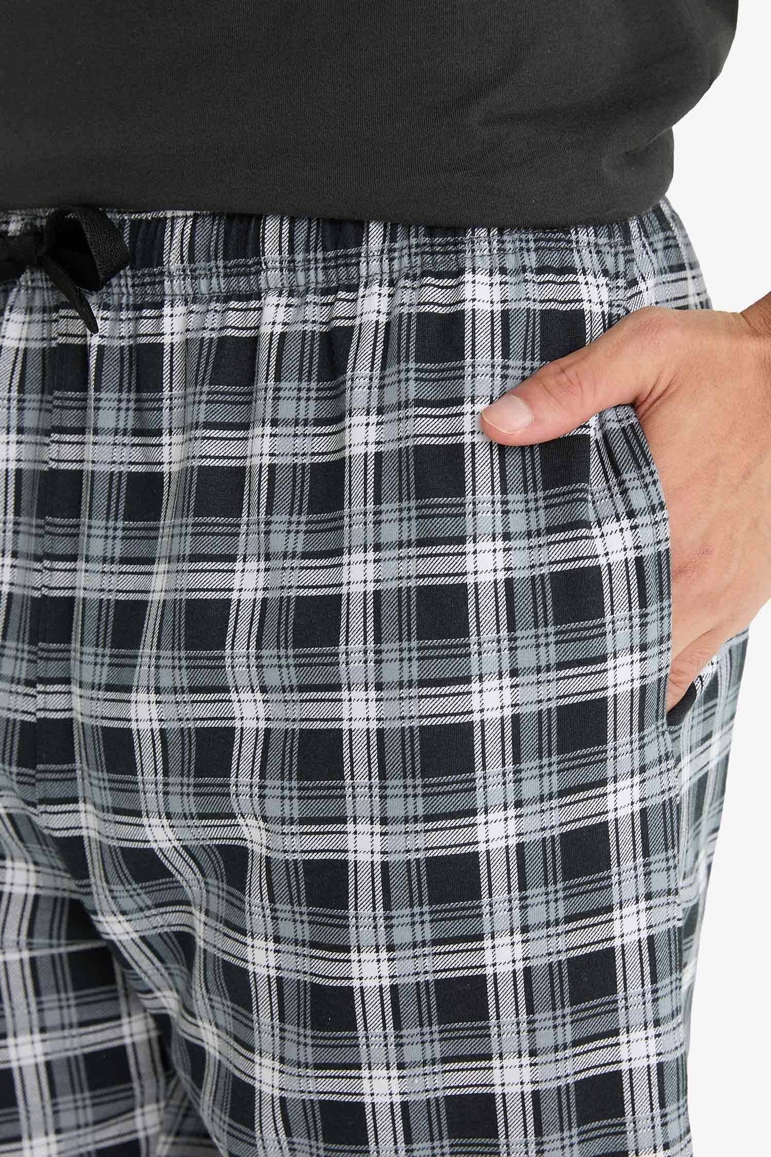 Pijama Takımı Regular Fit Kısa Kollu Üst Kareli Şort