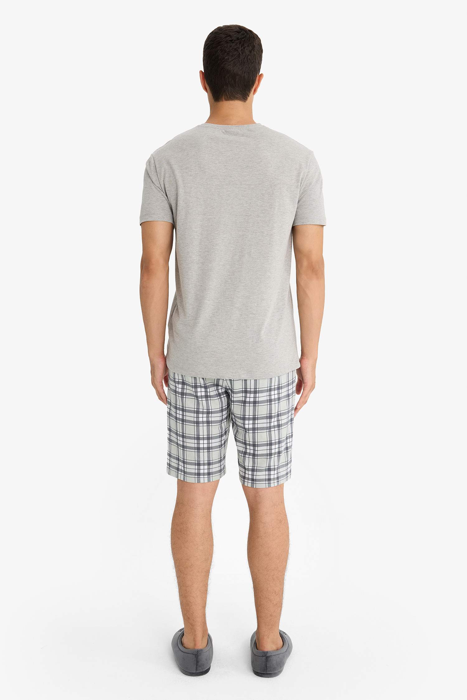 Regular Fit Plaid Short Sleeve 2 Piece Set