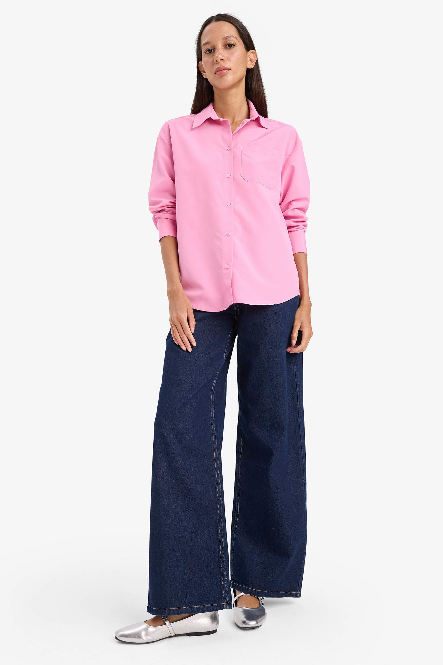 Oversize Geniş Kalıp Poplin Uzun Kollu Gömlek