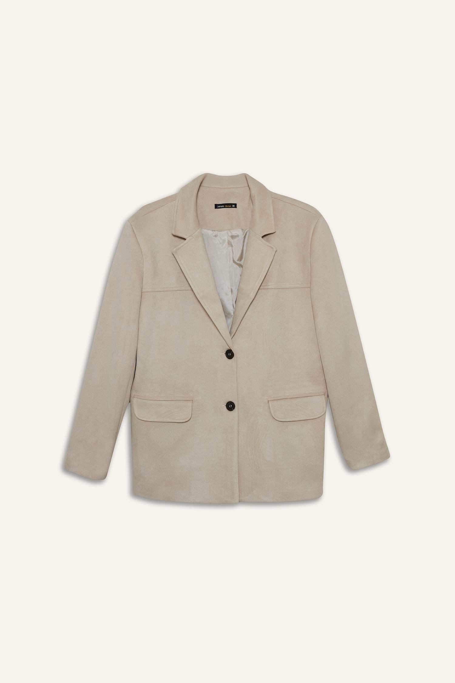 DeFacto Regular Fit Süet Blazer Ceket görsel 5