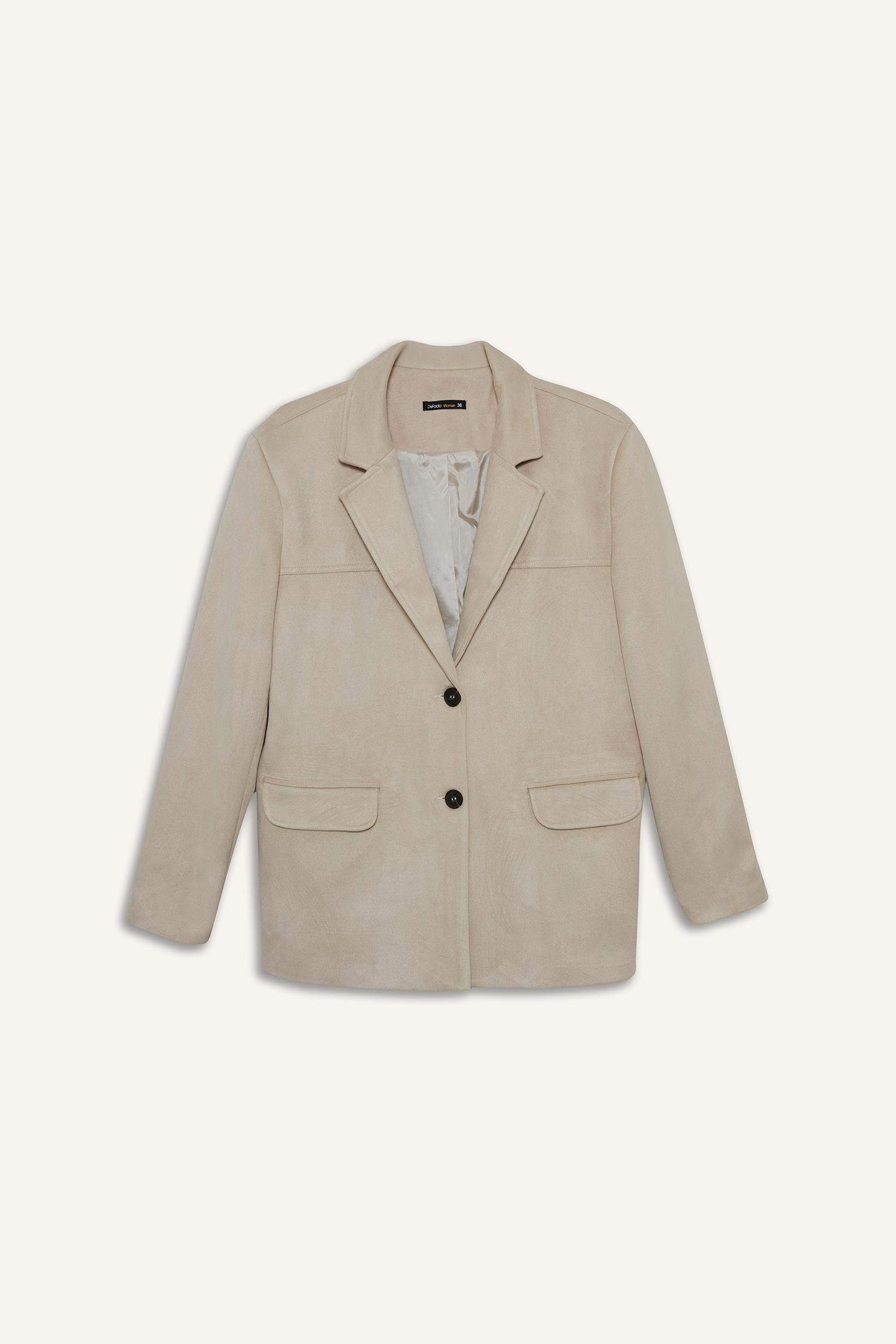 Regular Fit Jacket Collar Suede Blazer