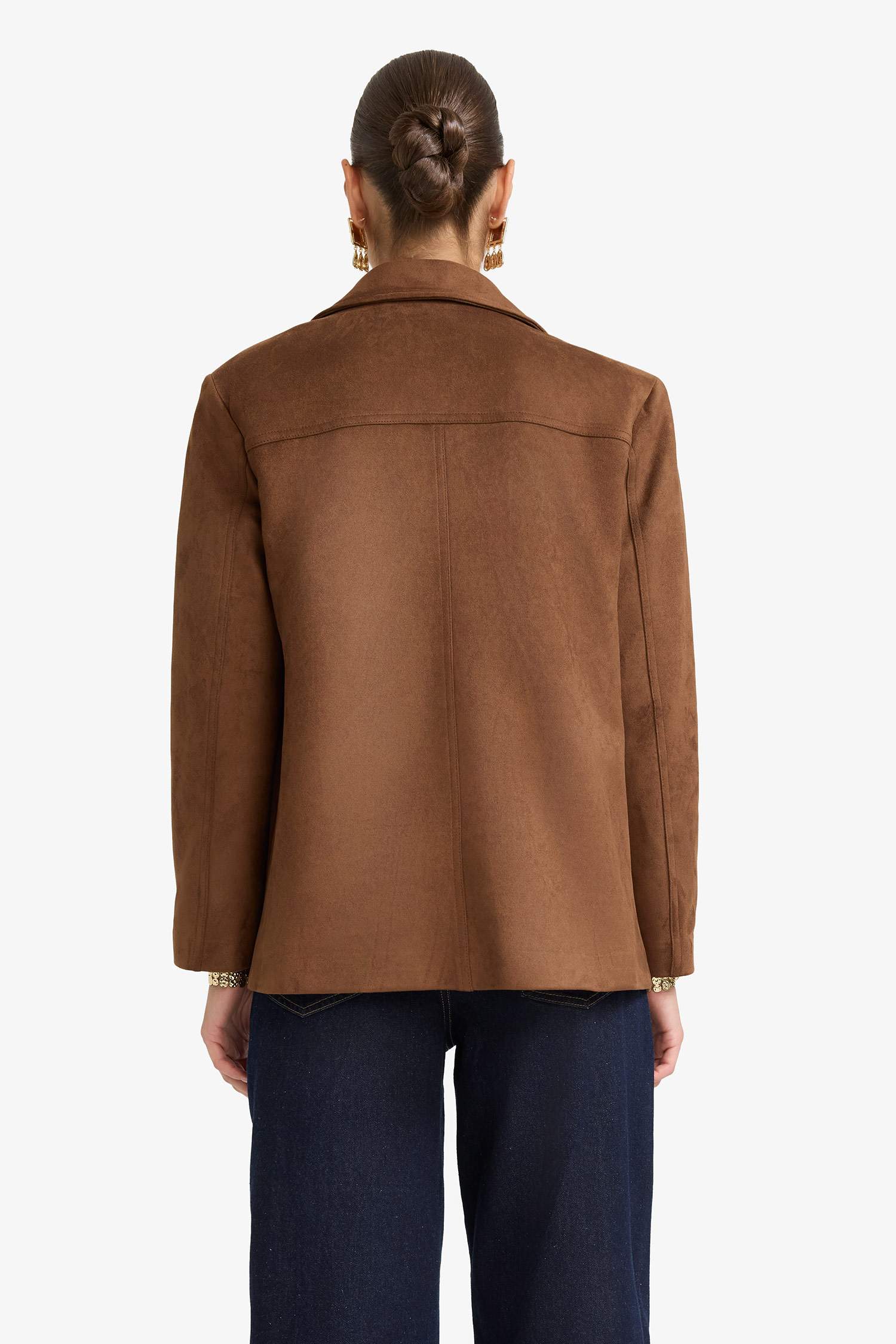 Regular Fit Jacket Collar Suede Blazer