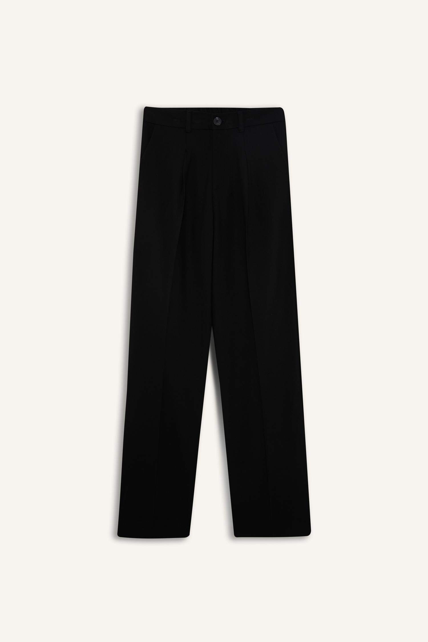 Pantalon classique noir taille haute Coupe large