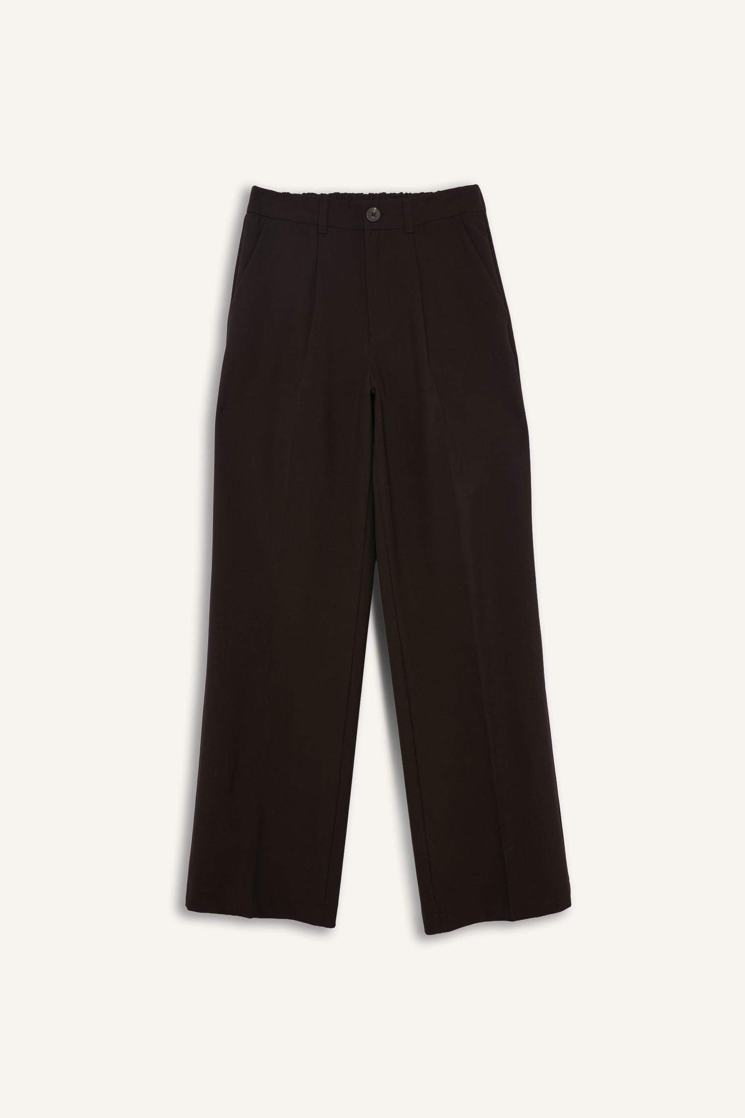 Широкие брюки на молнии с высокой талией и стандартной длиной