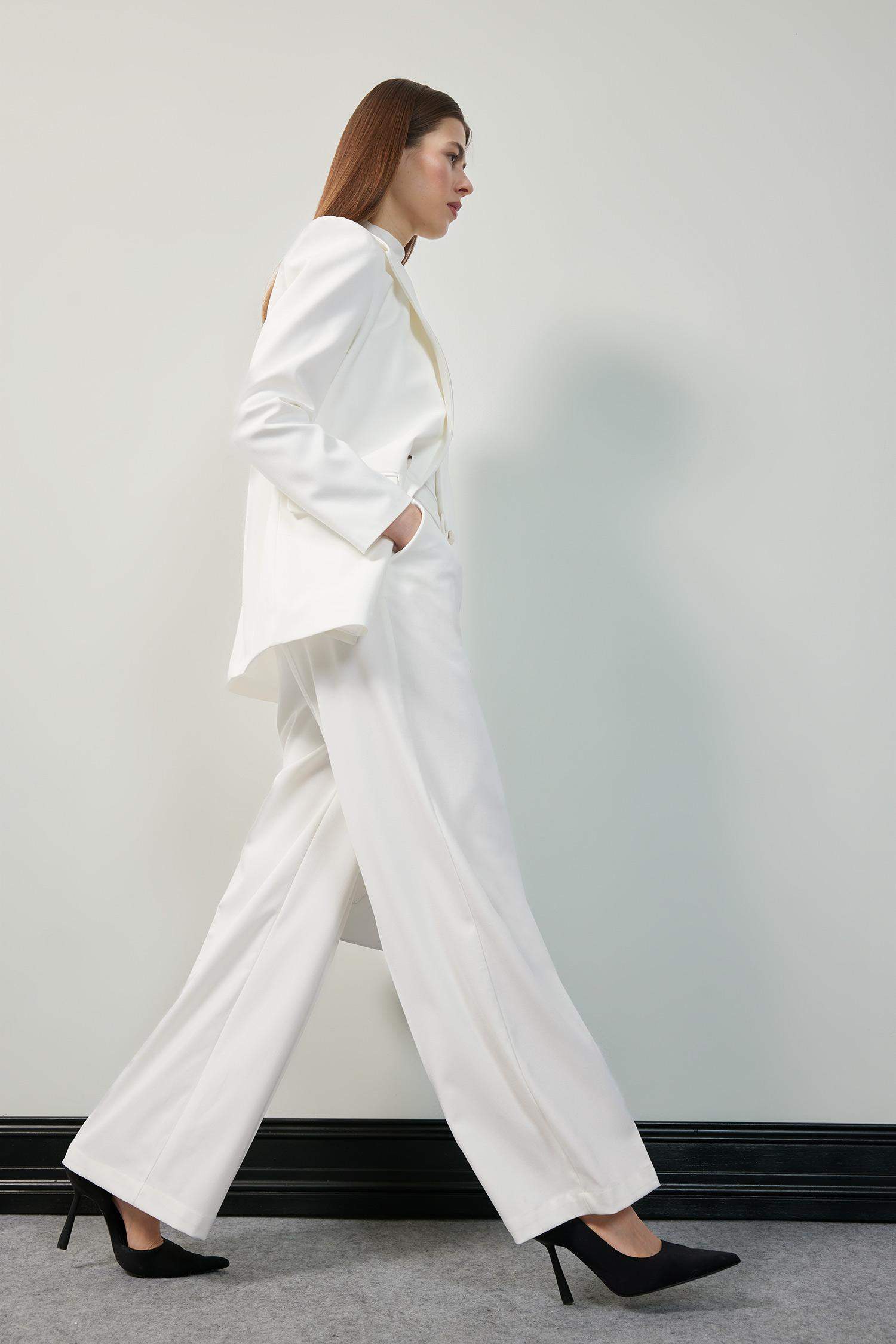 Baggy Fit Fermuarlı Cepli Yüksek Bel Standart Boy Kumaş Palazzo Pantolon