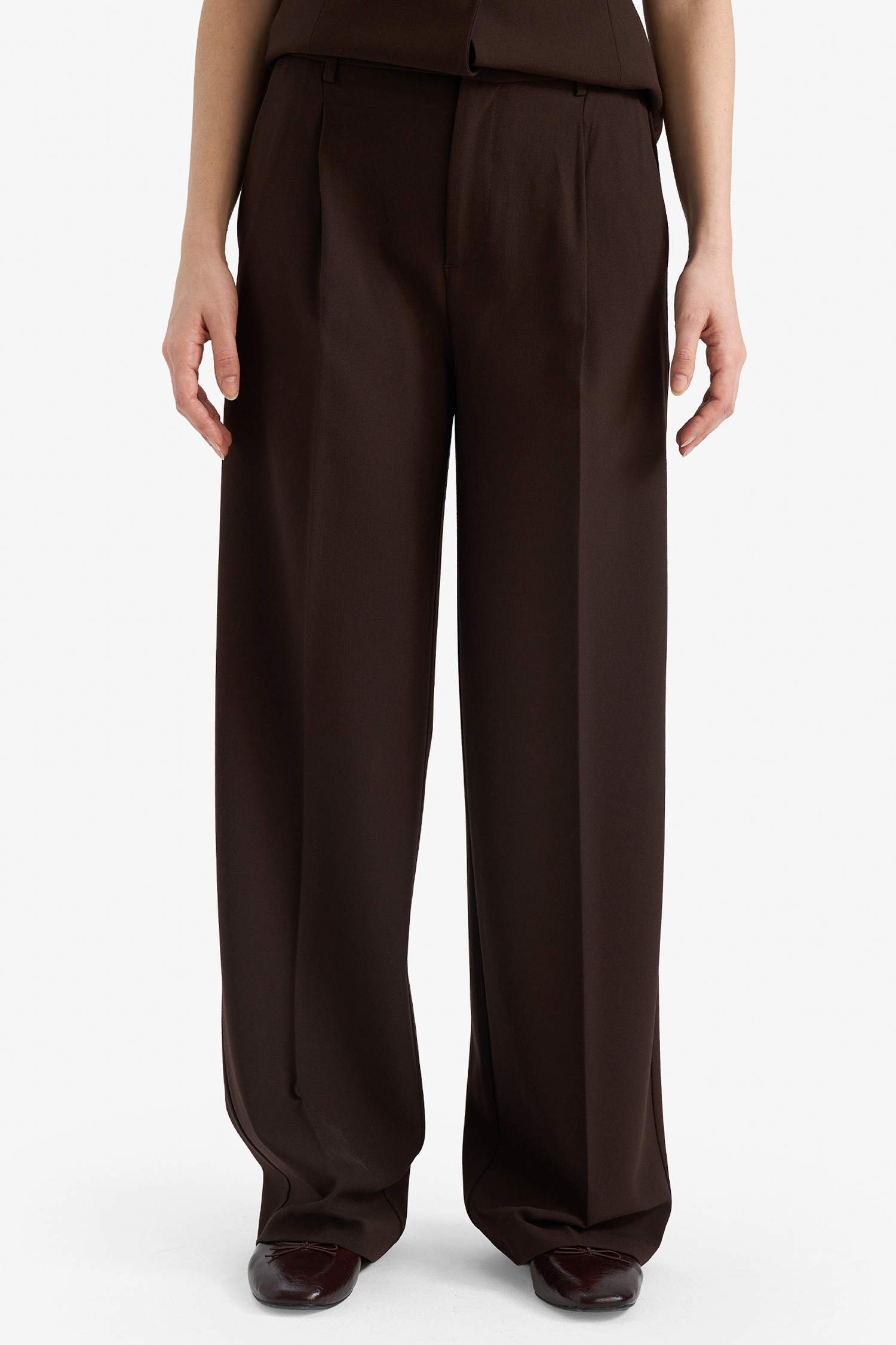 Straıght Fıt Fermuarlı Yüksek Bel Standart Boy Pantolon