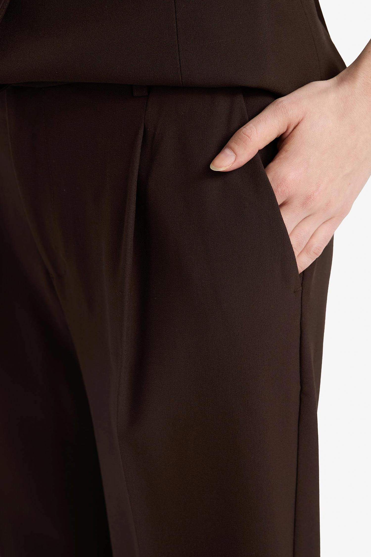 Straıght Fıt Fermuarlı Yüksek Bel Standart Boy Pantolon